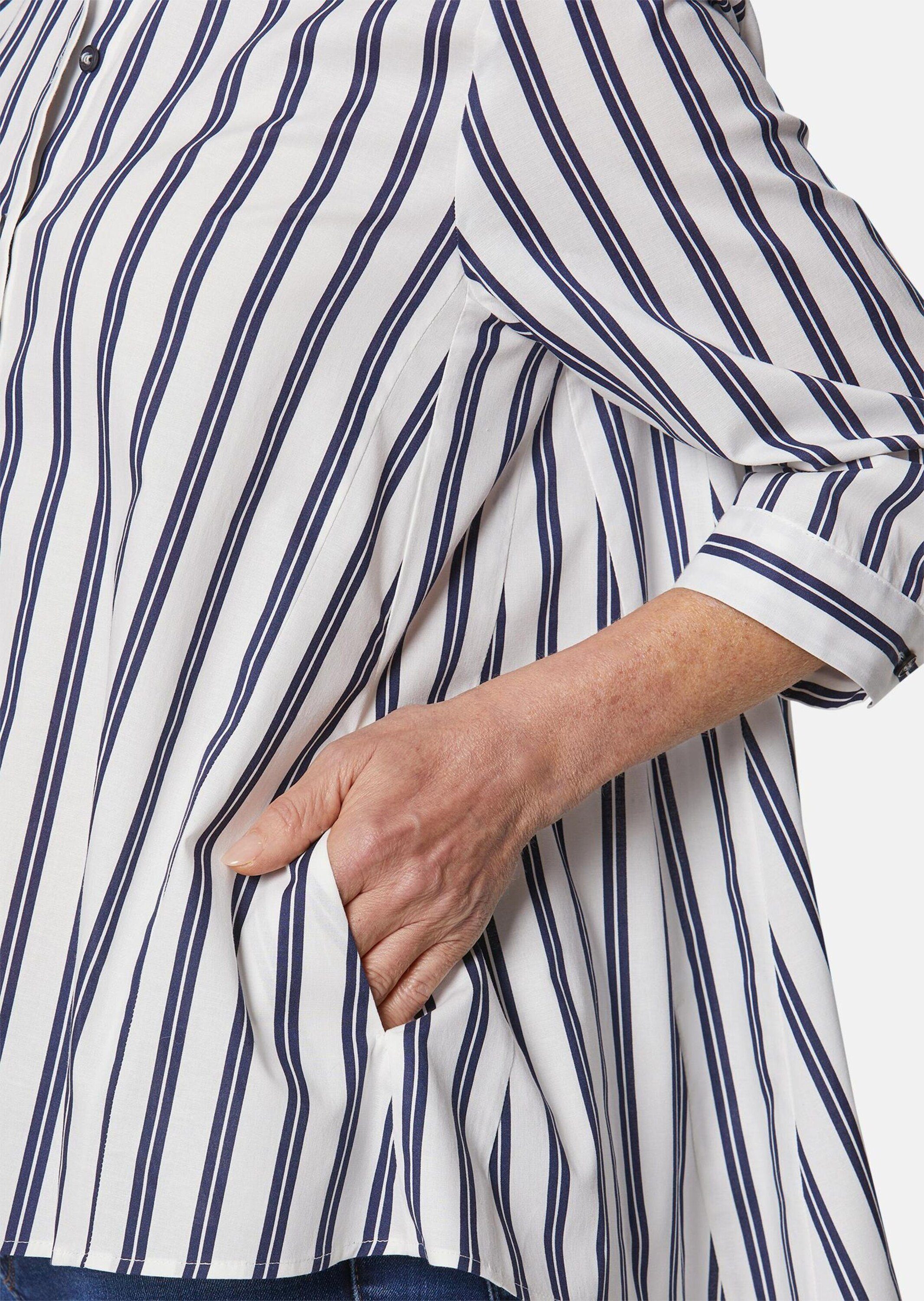 GOLDNER Klassische Bluse Kurzgröße: Schlichte Baumwoll-Bluse mit 3/4-Arm