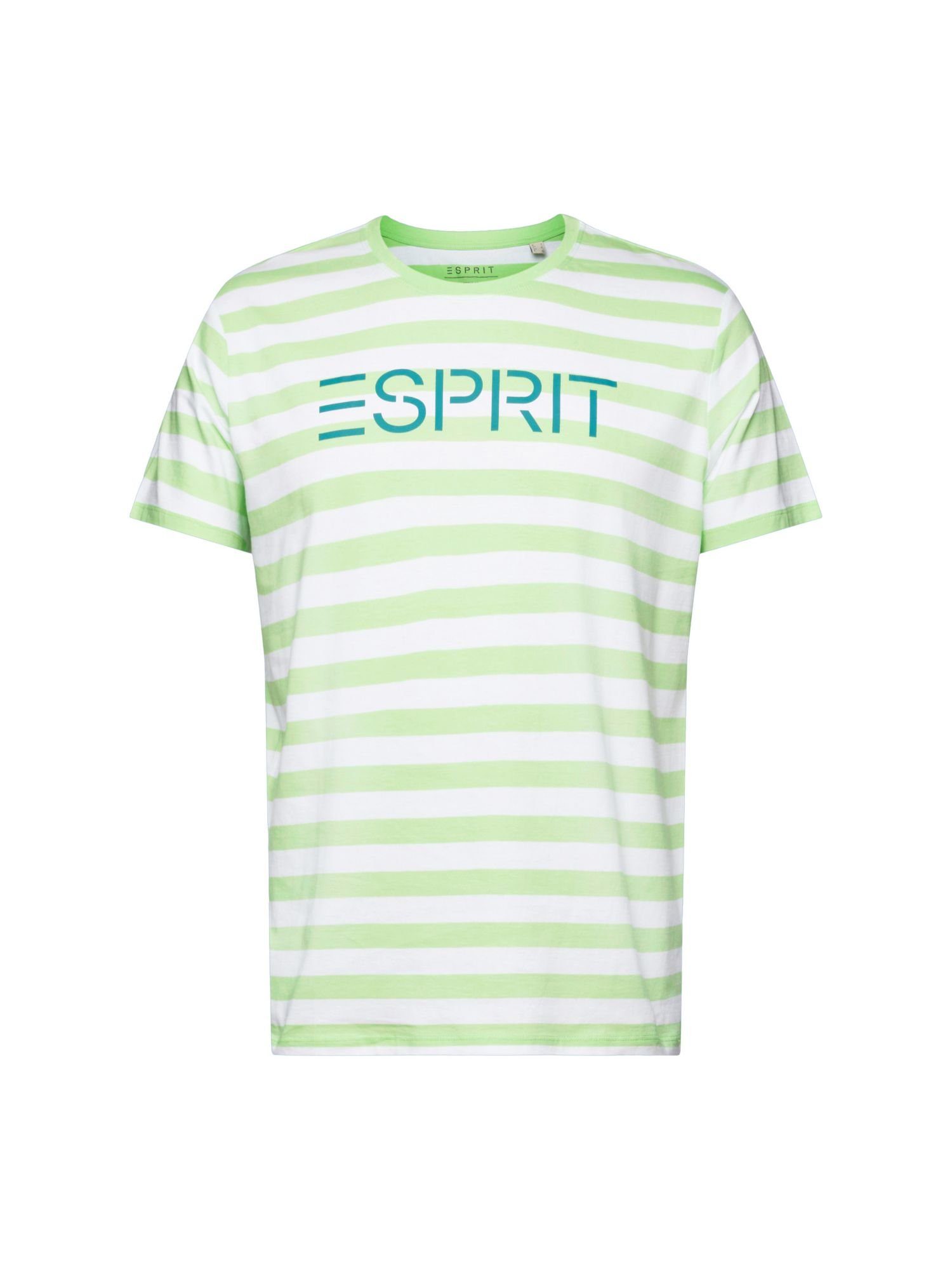 Esprit T-Shirt (1-tlg) Gestreiftes GREEN Baumwoll-T-Shirt CITRUS