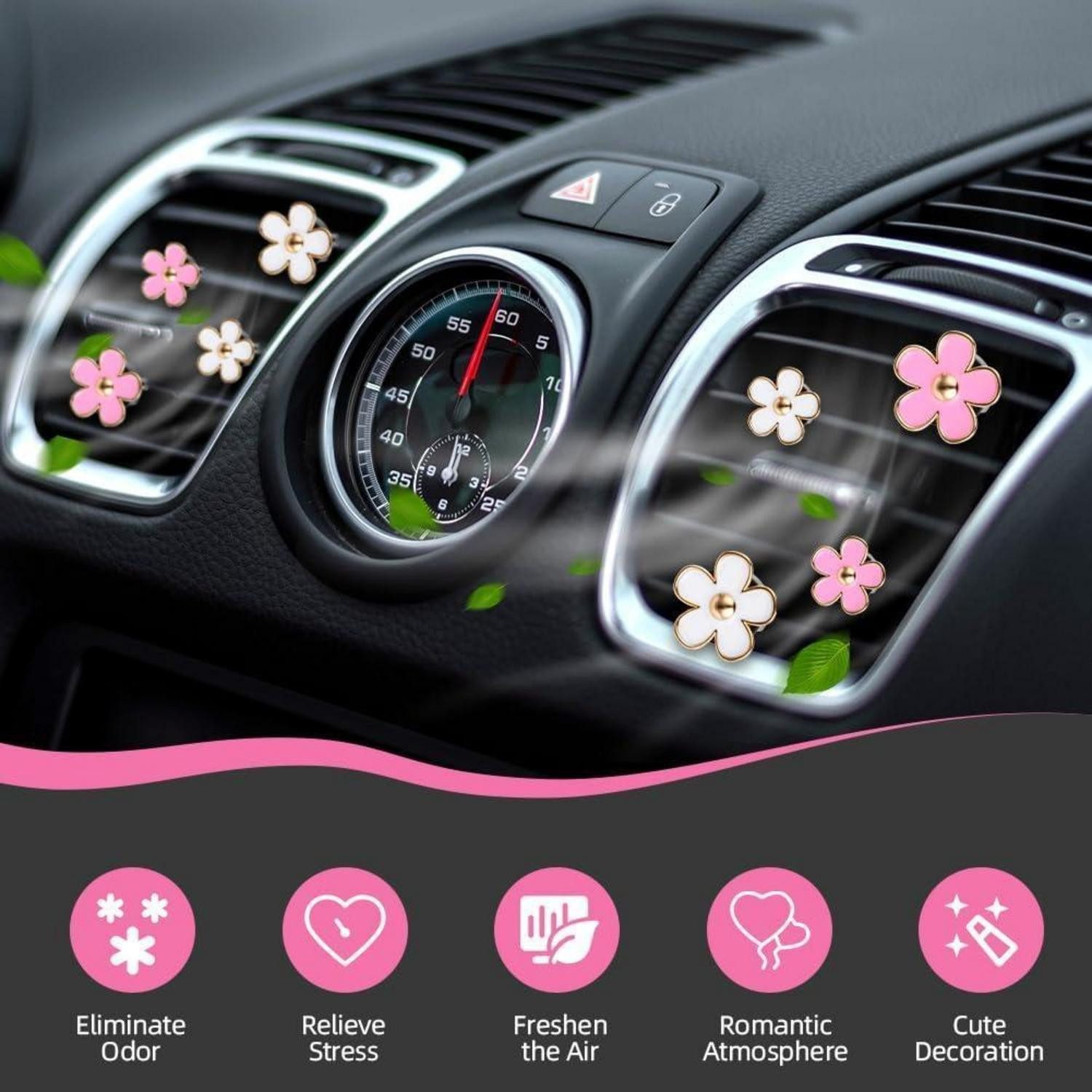 LuxusKollektion Diffuser Auto Diffuser 8 Stück Gänseblümchen Lufterfrischer Vent Clips