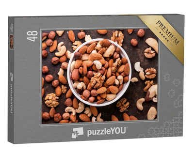 puzzleYOU Puzzle Gesunder Snack: Köstliche Nussmischung, 48 Puzzleteile, puzzleYOU-Kollektionen Nüsse
