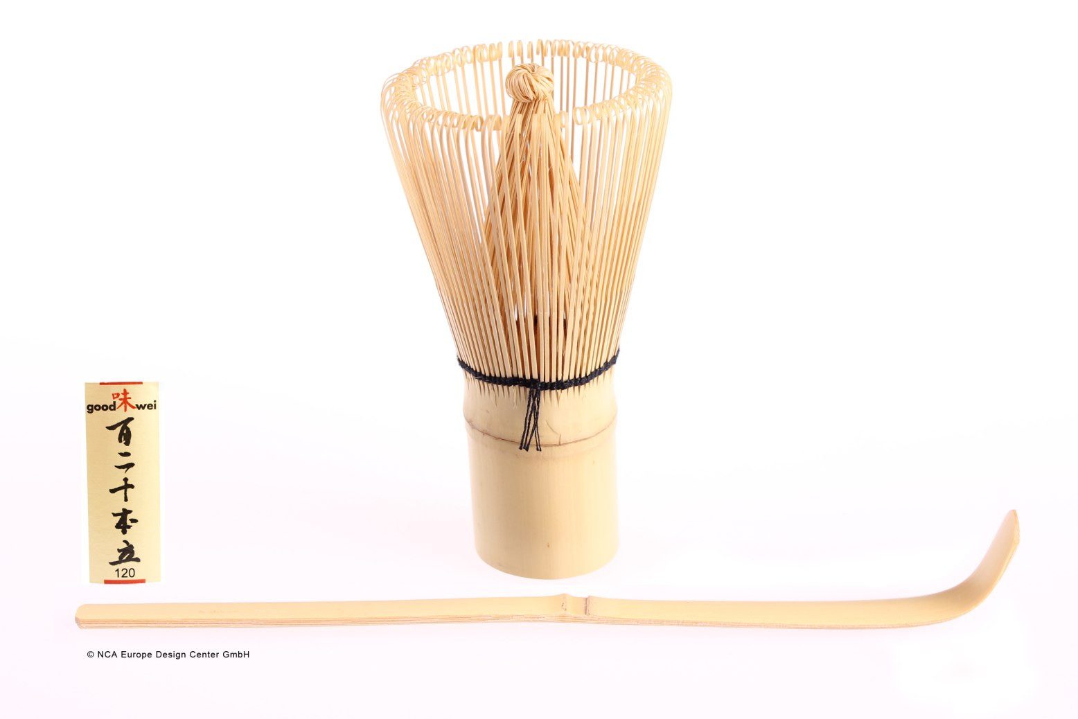 Goodwei Teelöffel Set Matcha-Löffel & -Besen, weiß,120 Borsten (2 Stück), Handgefertigt