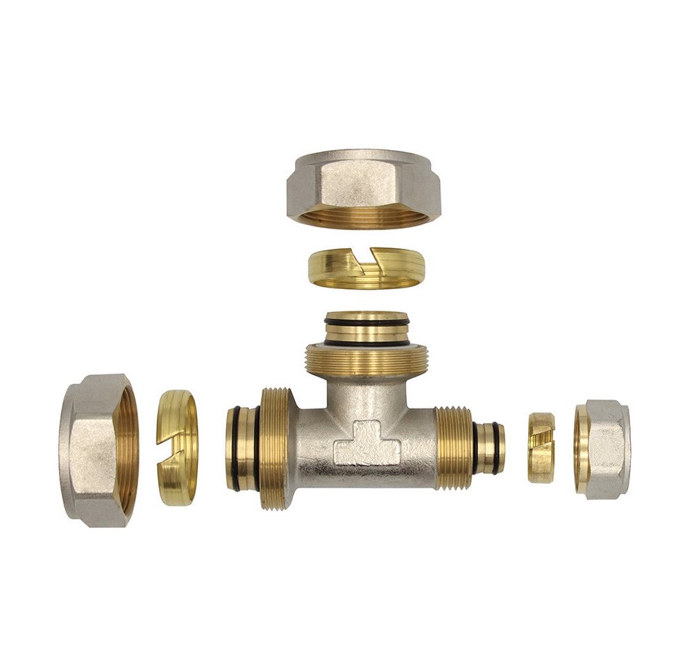 Thumbnail - PipeTec Deutschland Gewindefitting Klemmring Schraubfitting T-Stück reduziert 32x32x20 mm Verbundrohr