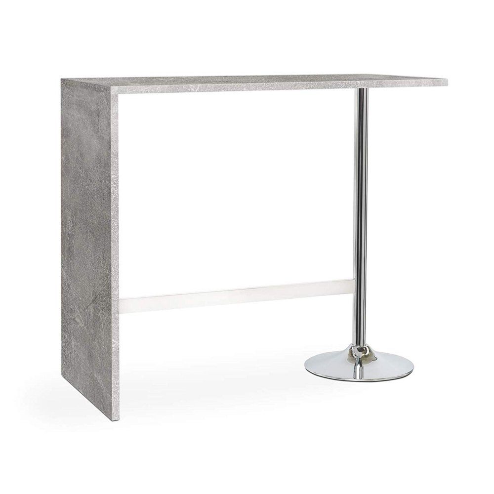Finori Esstisch Party Stehtisch Beton grau Dekor Tresen Tisch Theke Bar Bartisch ca. 120 cm verchromt