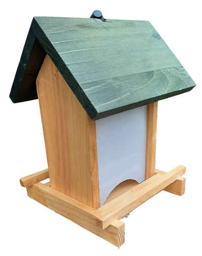 sesua Vogelhaus Vogelfutterhaus Vogelfutterstation zum Aufhängen oder Aufstellen Holz 21 cm