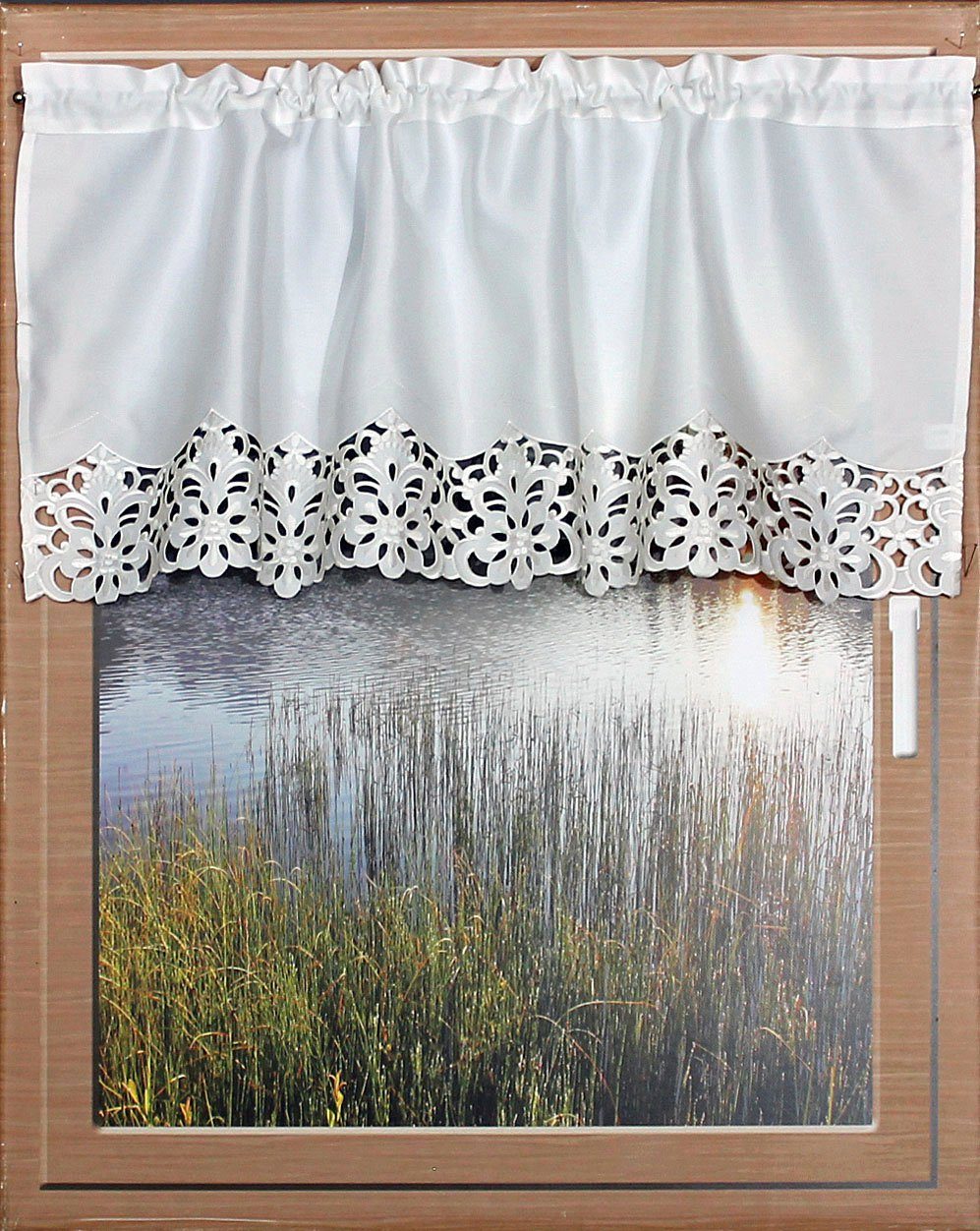 HOSSNER - ART OF HOME DECO Querbehang Rießersee (1 St), Stangendurchzug, blickdicht, mit Ausbrenner-Stickerei