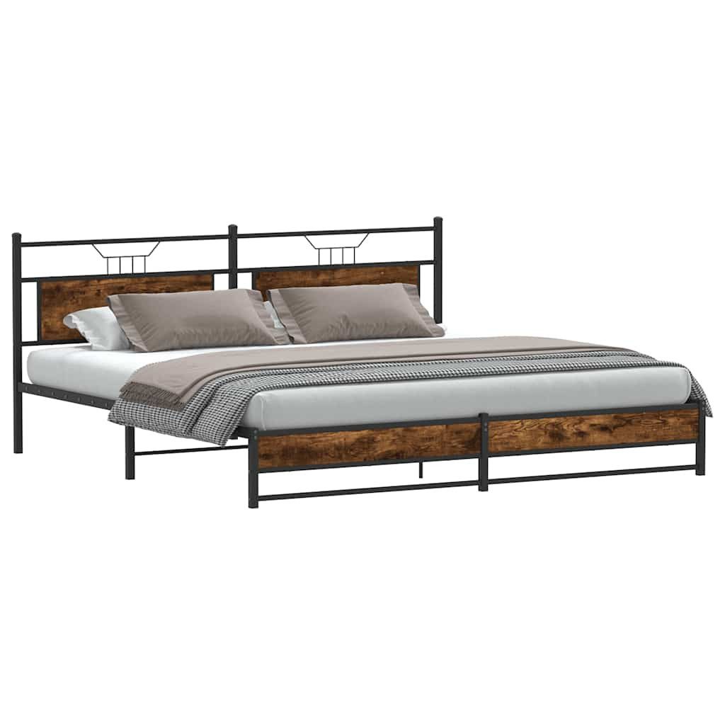 vidaXL Bett Metallbett ohne Matratze Räuchereiche günstig online kaufen