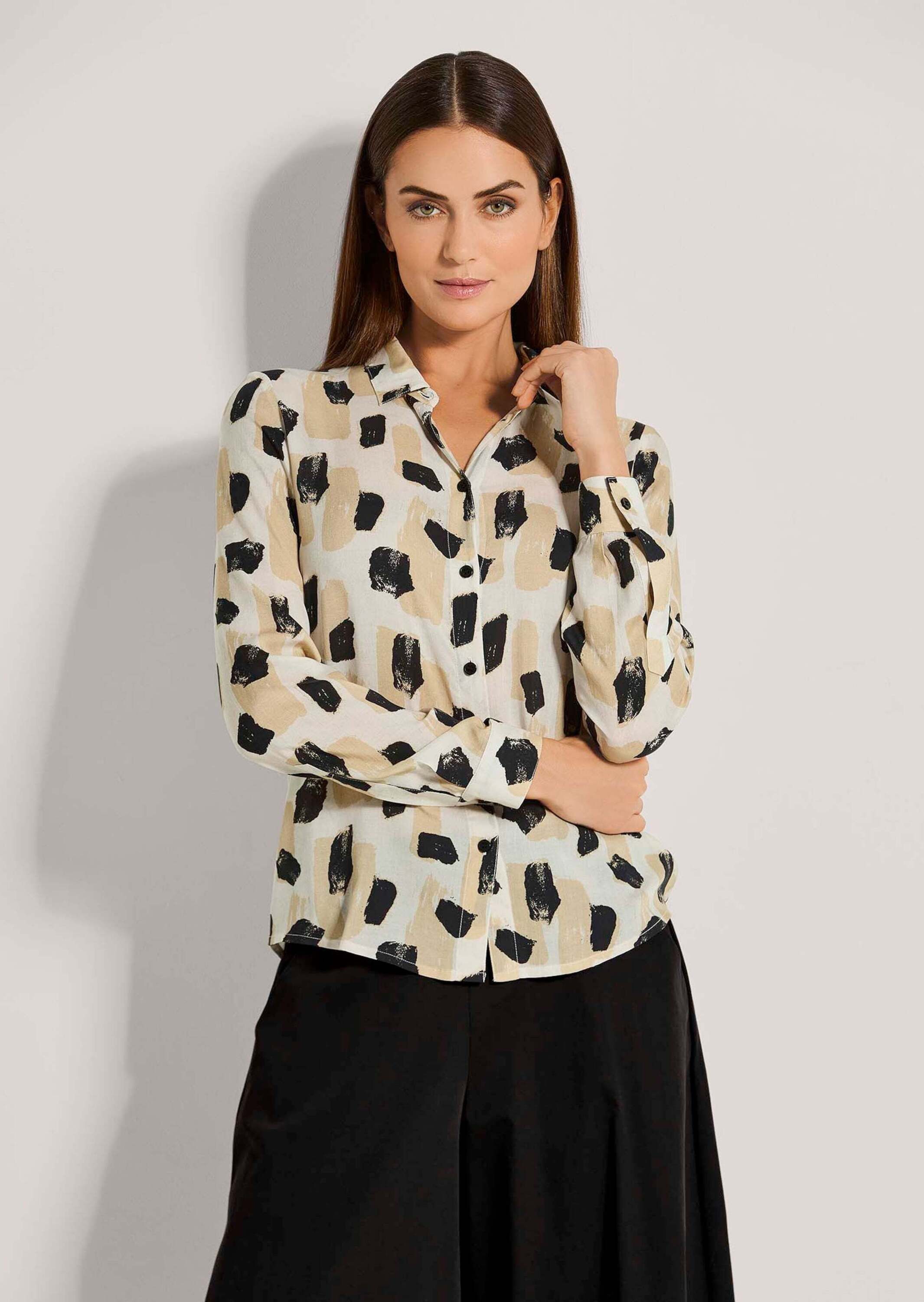 Langarmbluse Bluse mit Unikat-Print