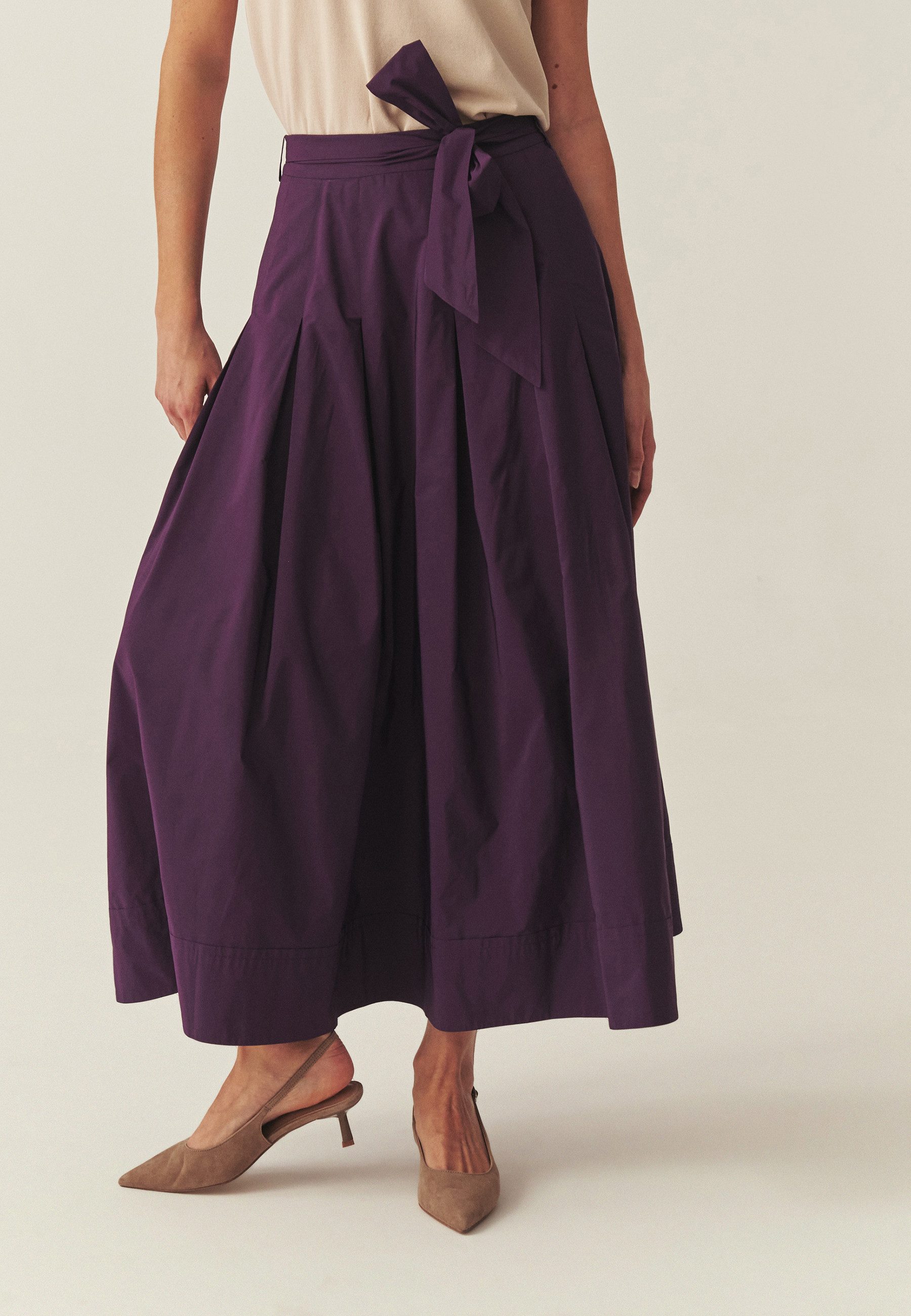 TATUUM Midirock Lila Midi-Rock Aus Taffeta - Taftani