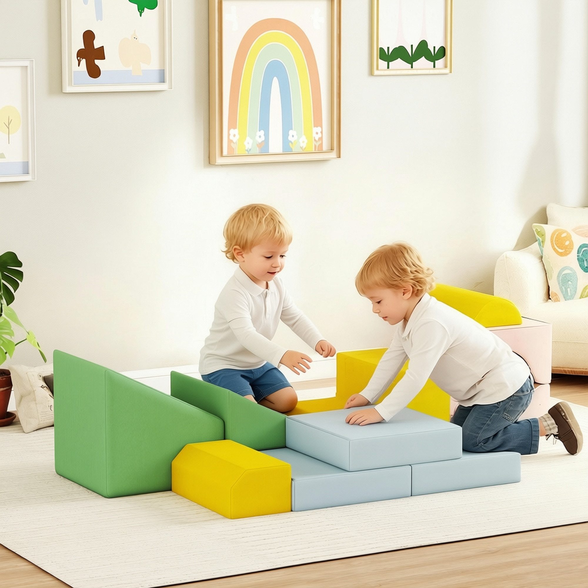 AIYAPLAY Softbausteine Kinder Bausteinset mit Cord-Optik Schaumstoff Spielbausteine, (Kletter- und Spielset, 12 St., Schaumstoffbausteine), Klettern Großbaustei – Bild 2 von 5