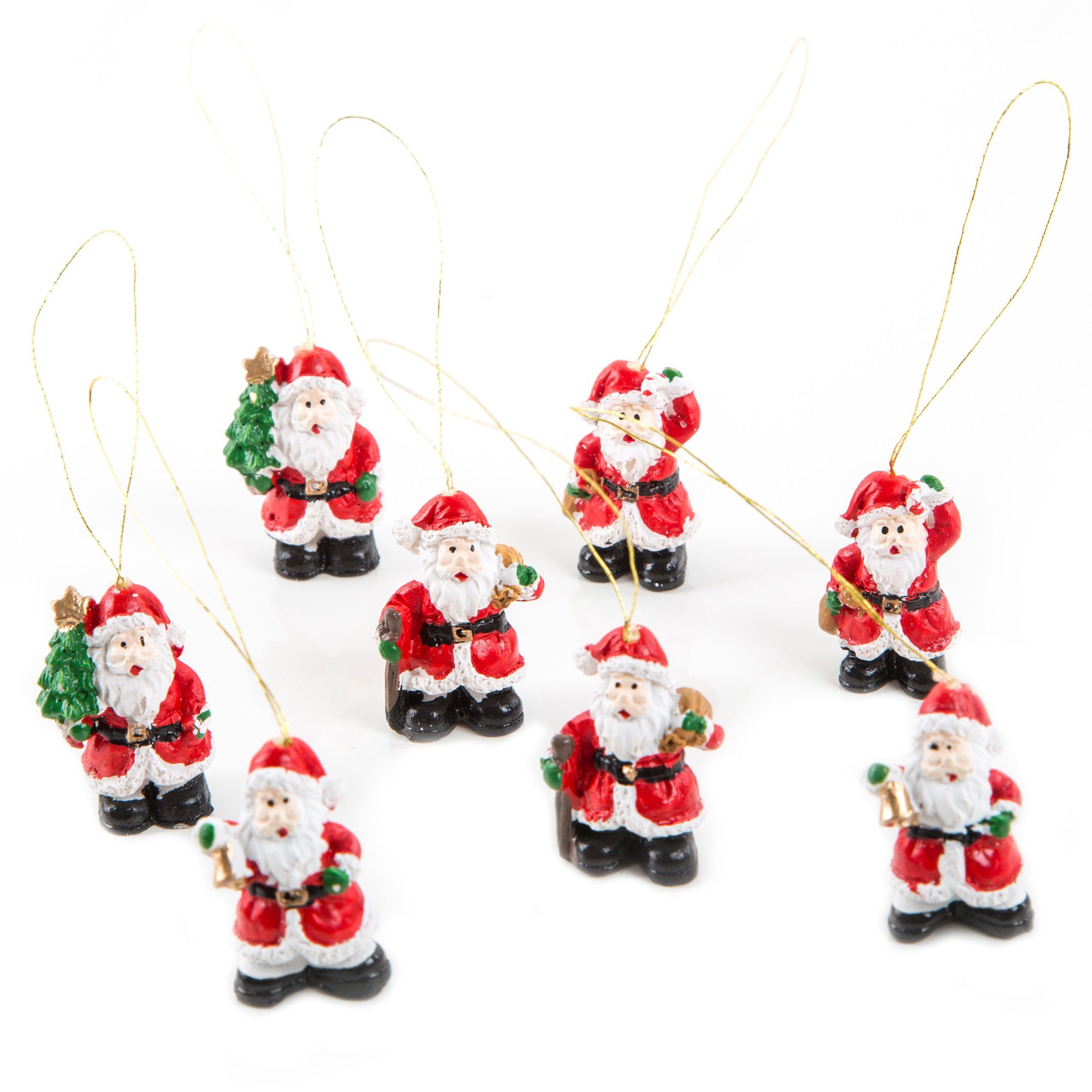 Logbuch-Verlag Baumbehang Mini Anhänger Weihnachtsmann mit Nikolaus 8 Schnur St), (Spar-Set, kleine 8 Figuren