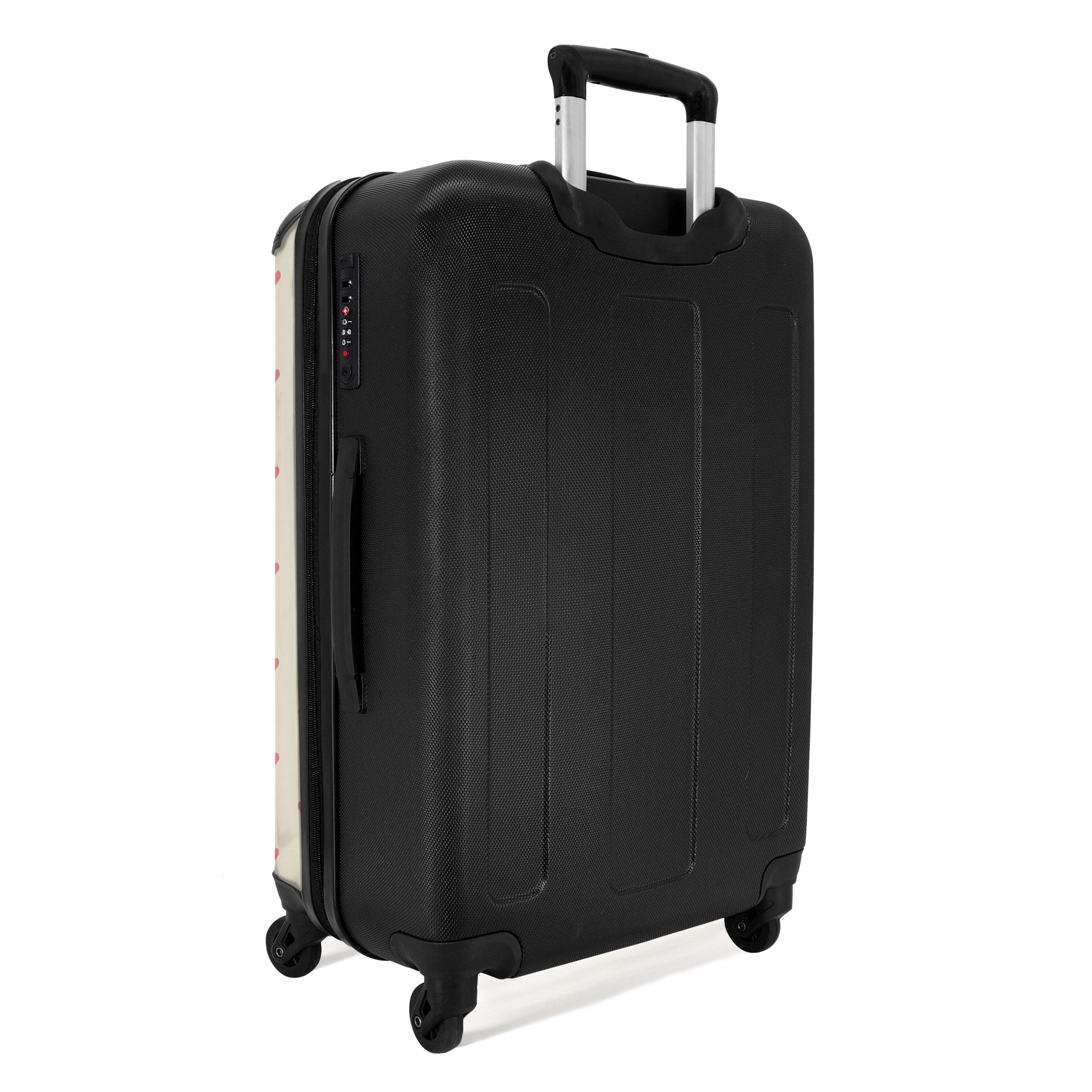 NoBoringSuitcases.com© Kinderkoffer mit leuchtende Räder - Rosa - Herzen - Muster 67 cm - 72 L, 4 Rollen, Koffer Mittelgroß für 20kg, Suitcase für Erwachsene, Reisekoffer