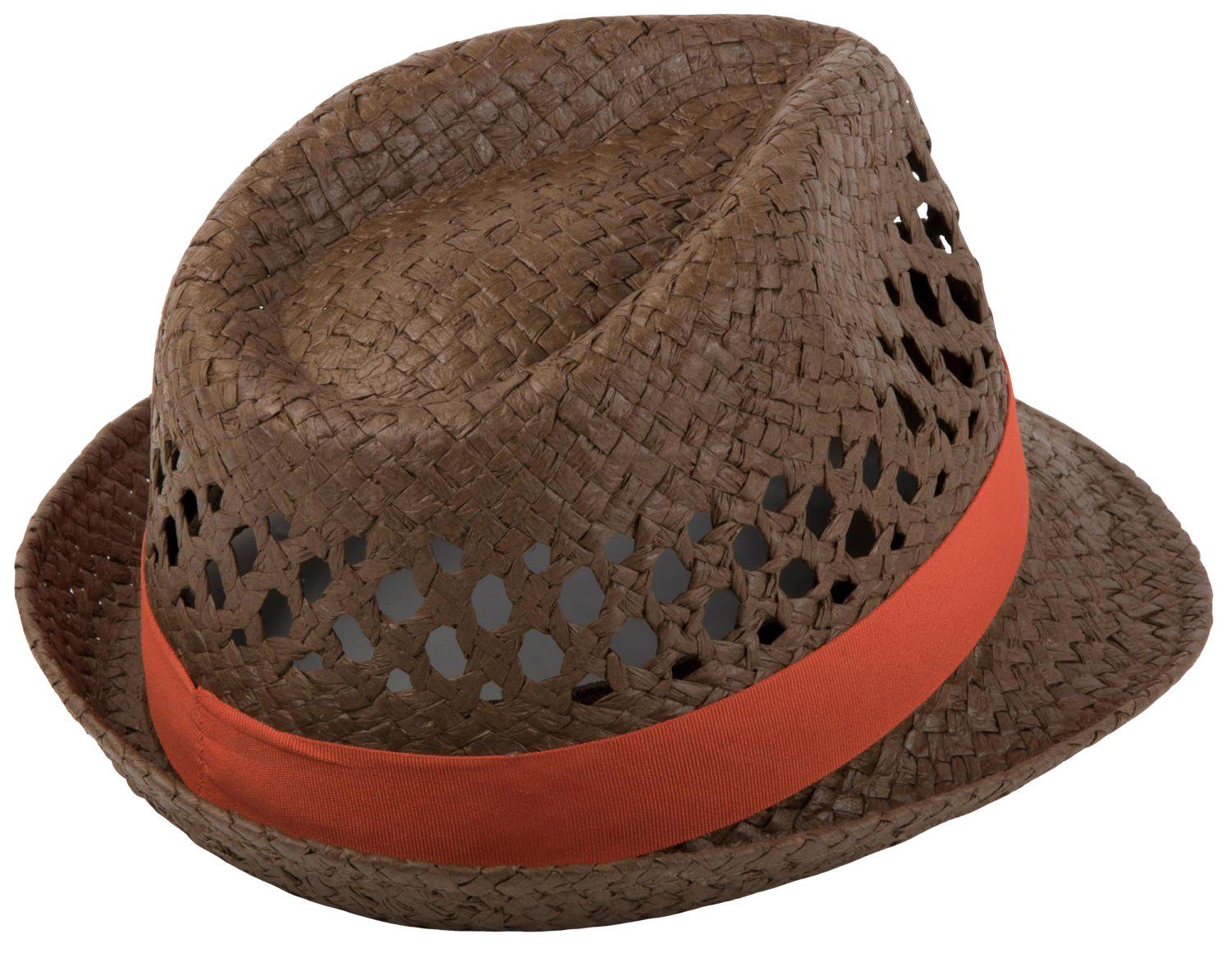 styleBREAKER Strohhut Strohhut mit farbigem Zierband günstig online kaufen