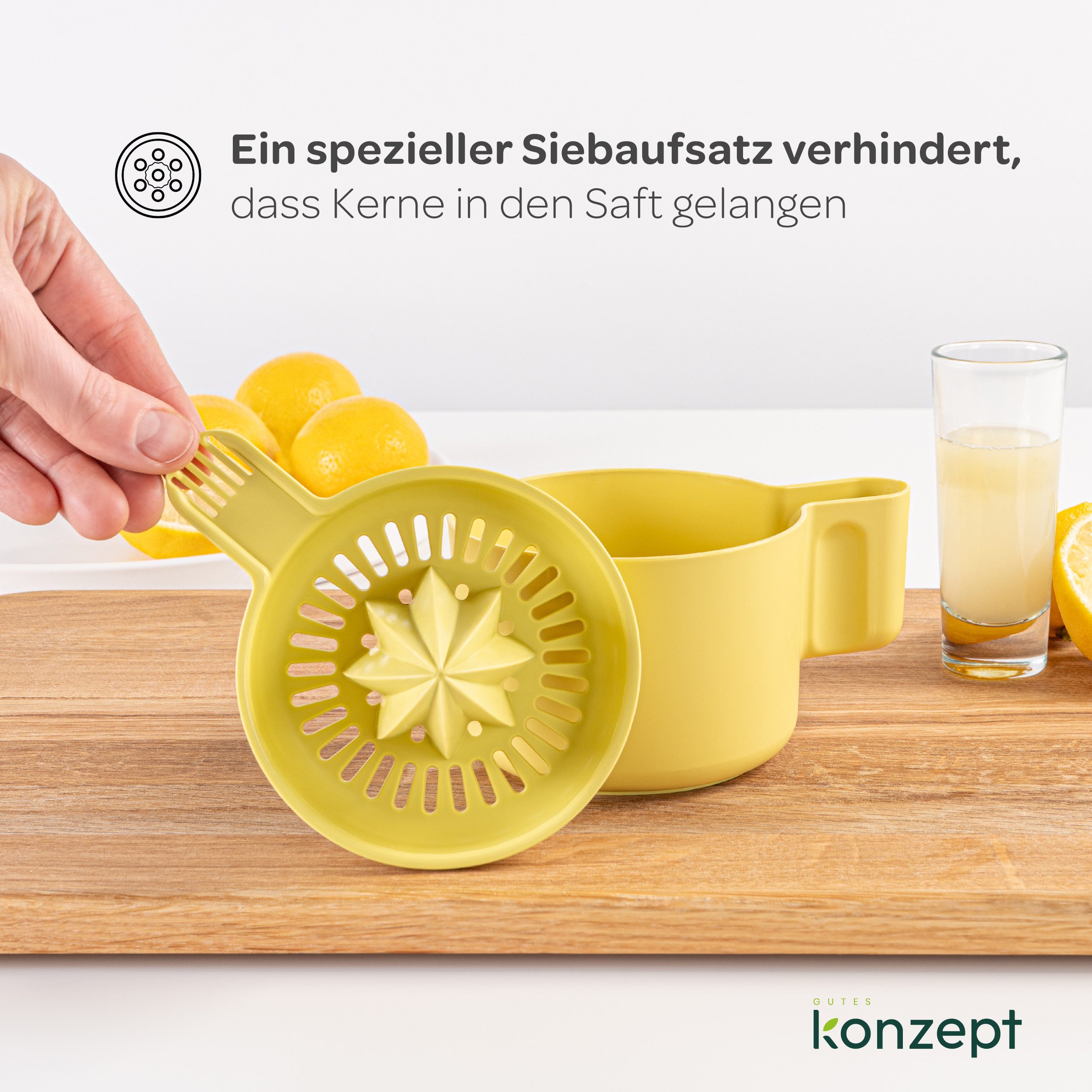 KONZEPT Manuelle Zitronenpresse Mit 500ml Behälter - BPA-frei Für Zitrusfrüchte