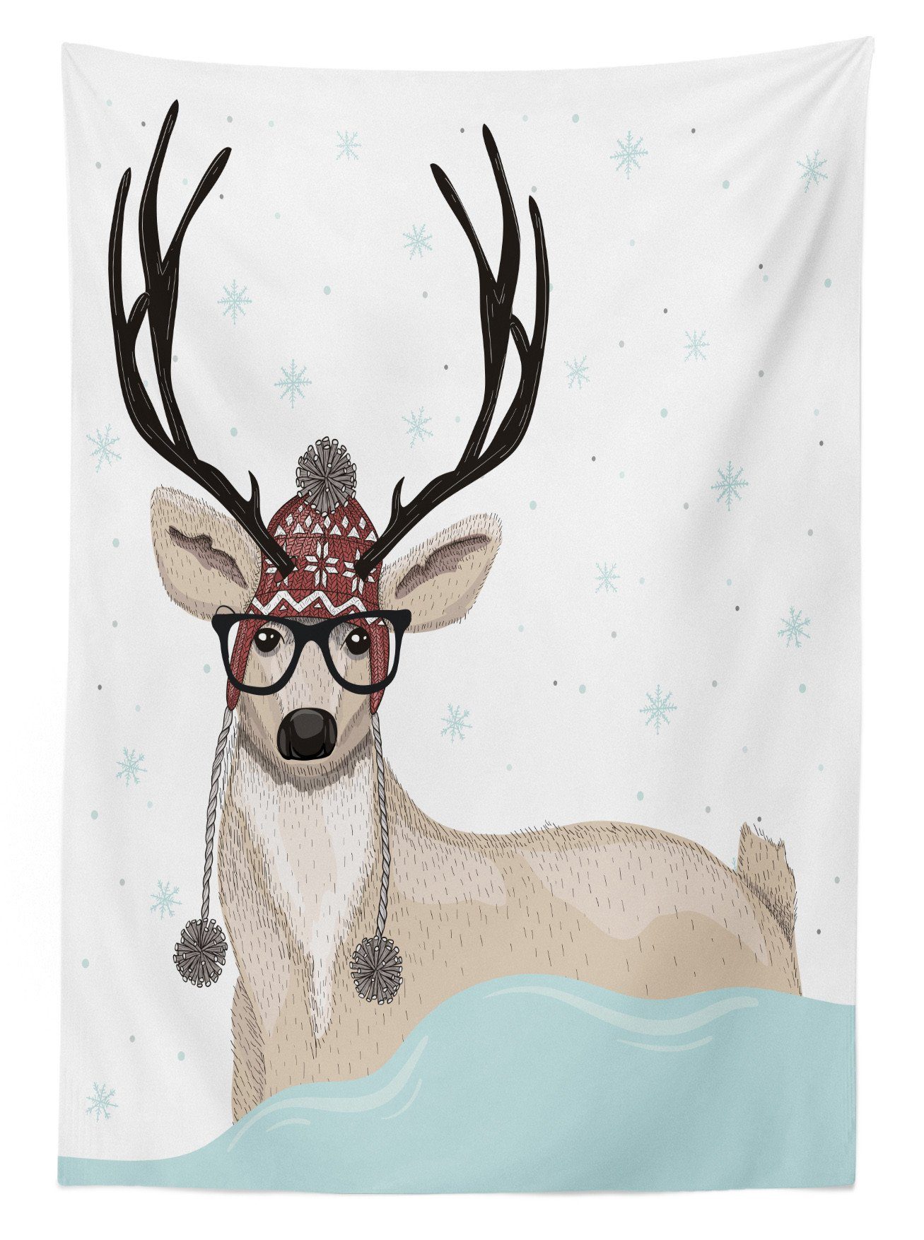 Hirsch Abakuhaus Farbfest Tischdecke Brille Hipster Klare Farben, Bereich Weihnachten den Für Außen geeignet mit Waschbar