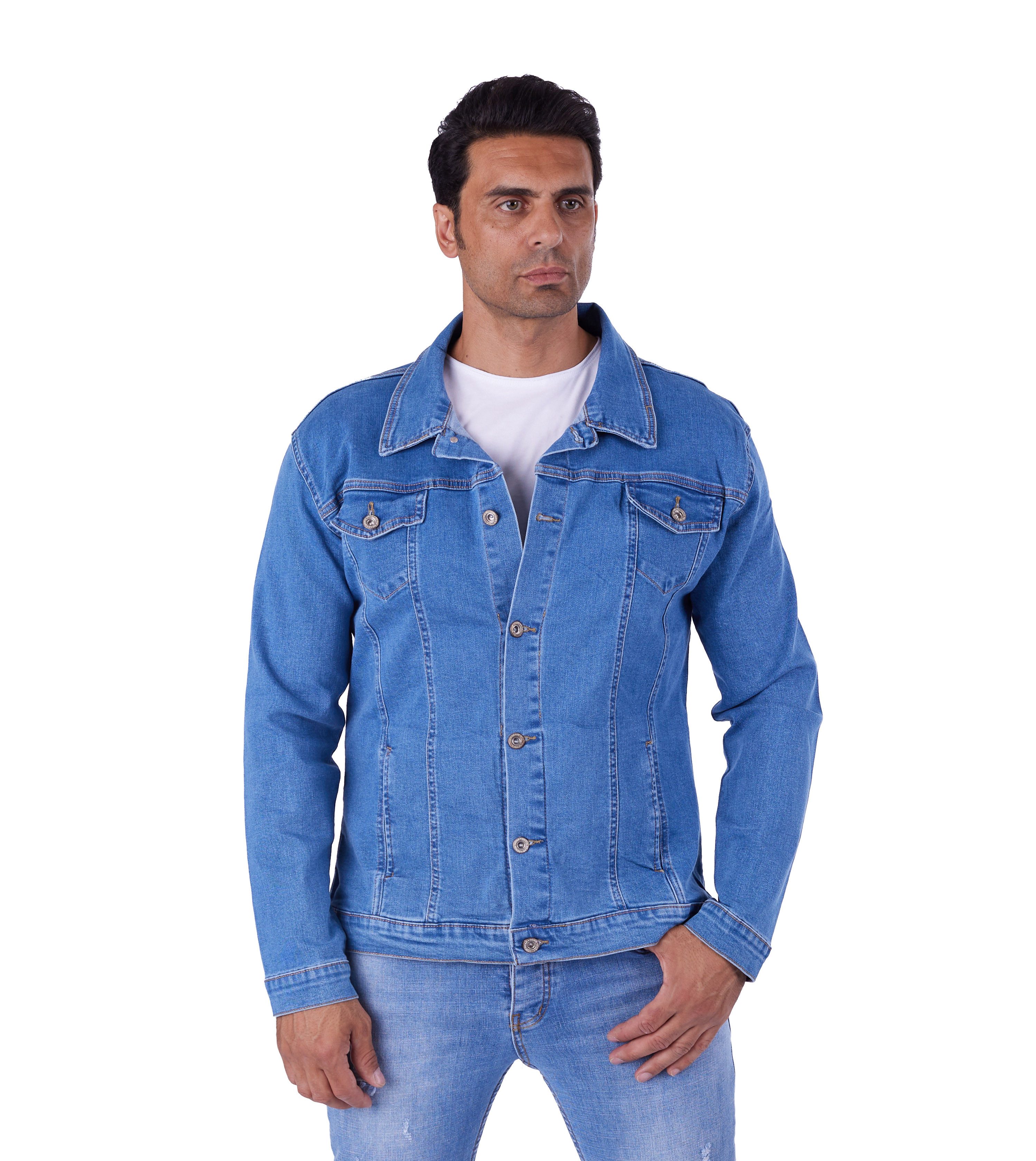 Denim Distriqt Jeansjacke Herren Basic Jeansjacke mit Stretch in Slim Fit Blau S