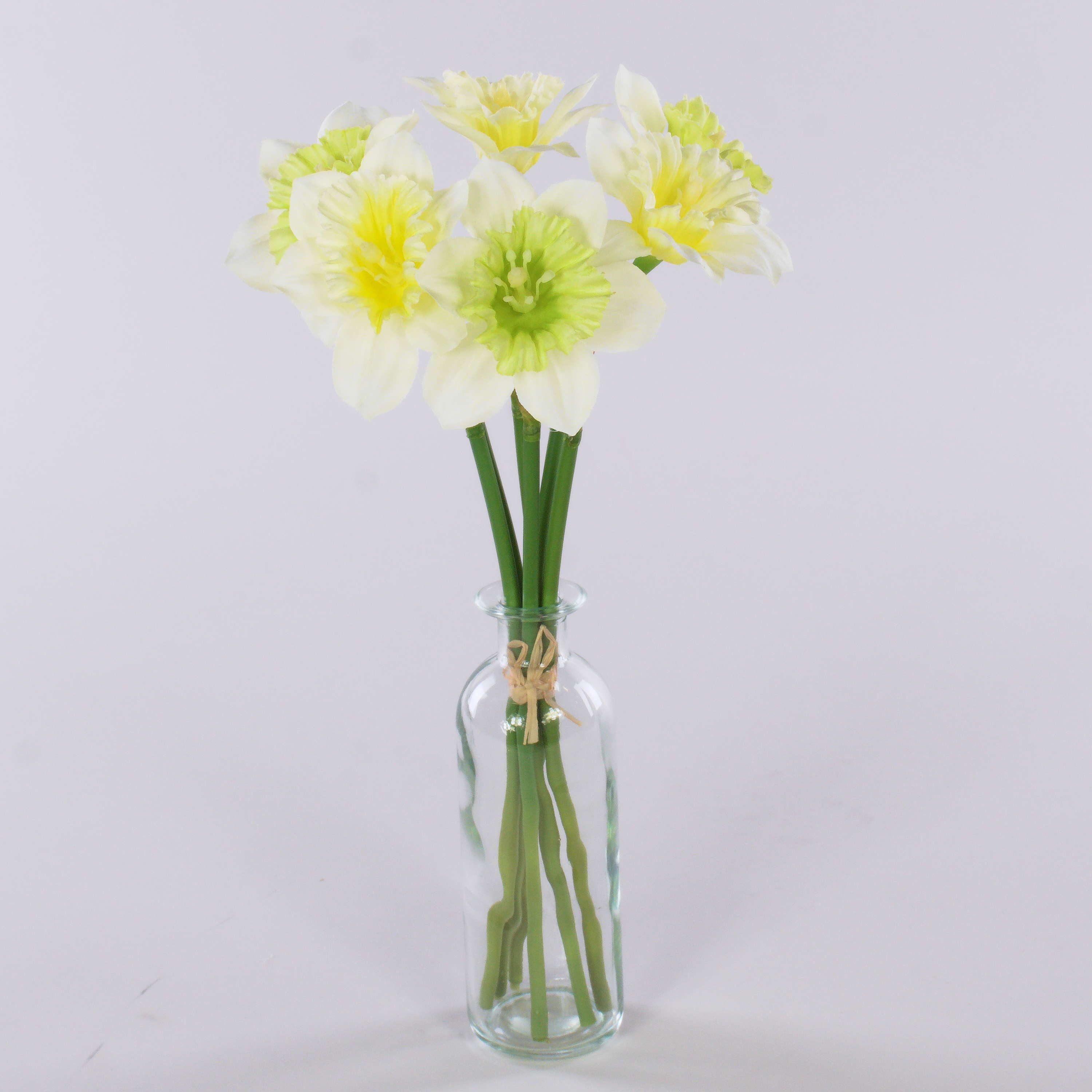 Kunstblumenstrauß Künstlicher Narzissen Strauß LELA, weiß-grün, 35cm, Ø20cm Narzisse, artplants