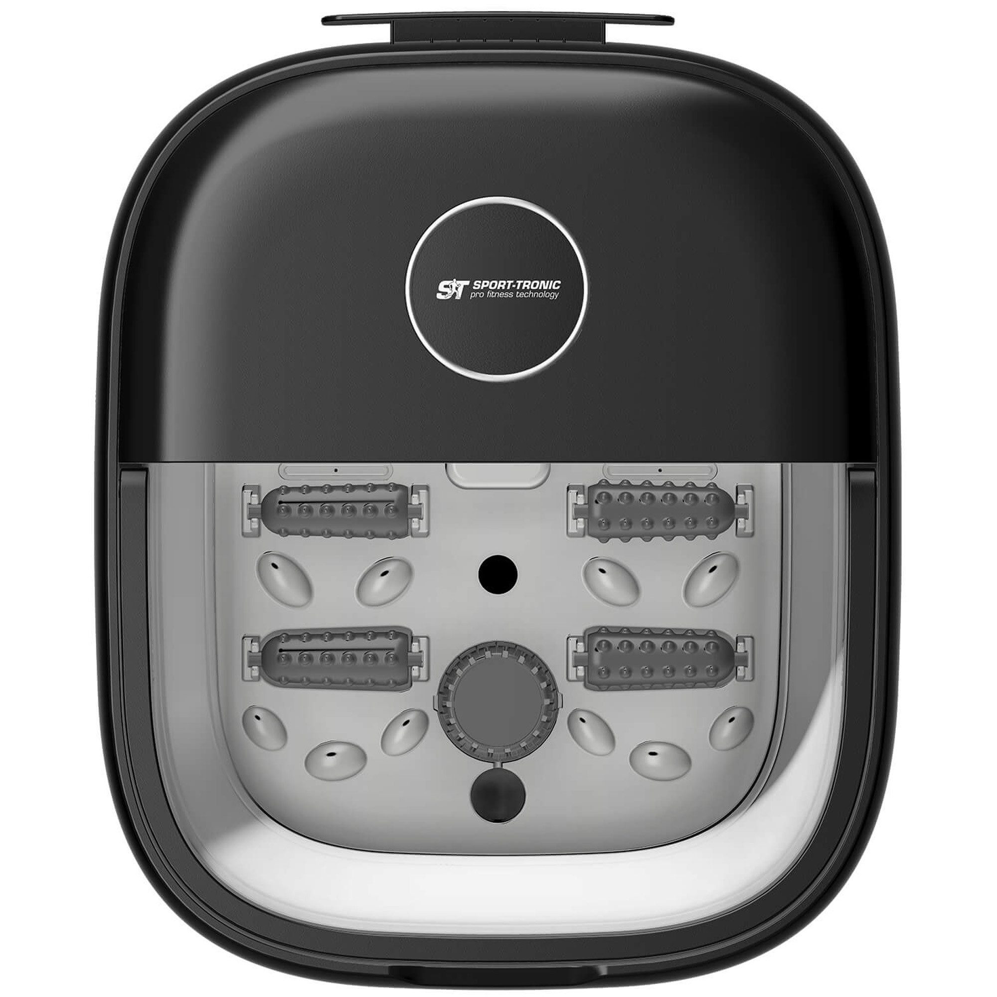 TurboTronic by Z-Line Fußmassagegerät 10‑Liter‑Kapazität, 500W, Öl‑/Kräuterkammer, abnehmbare Massagerollen, 1-tlg., mit Abfluss, Tragegriff, Spritzschutz, 20 Shiatsu-Düsen Infrarot 3 Wärmestufen 11 cm Füllhöhe Fußsprudelbad