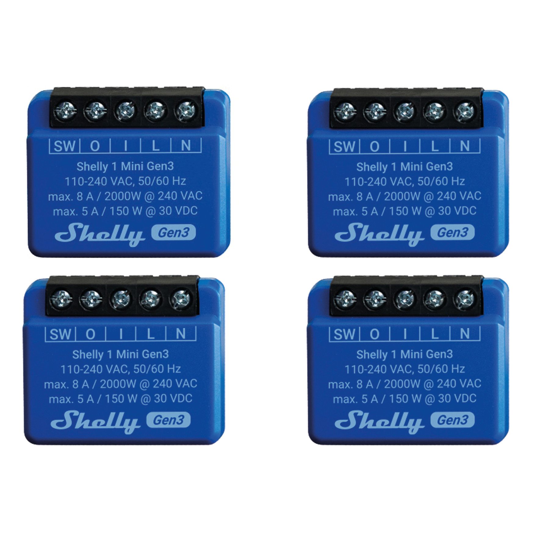 SHELLY WLAN-Schaltaktor 1 Mini Gen 3, blau, 4 Smart-Home-Zubehör