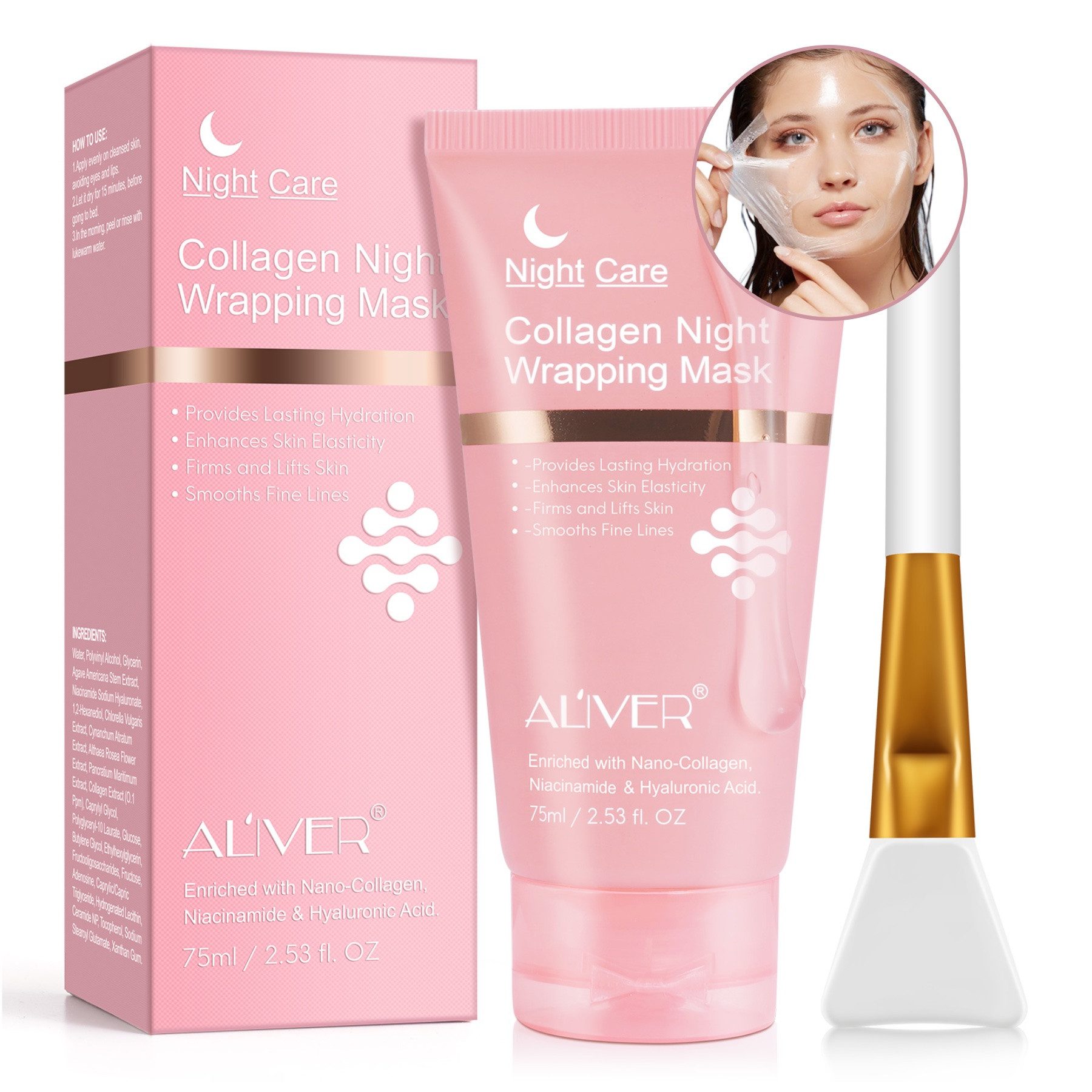Gesichtsmaske Collagen Maske Nachtmaske Gesichtsmaske Night Wrapping Mask mit Pinsel