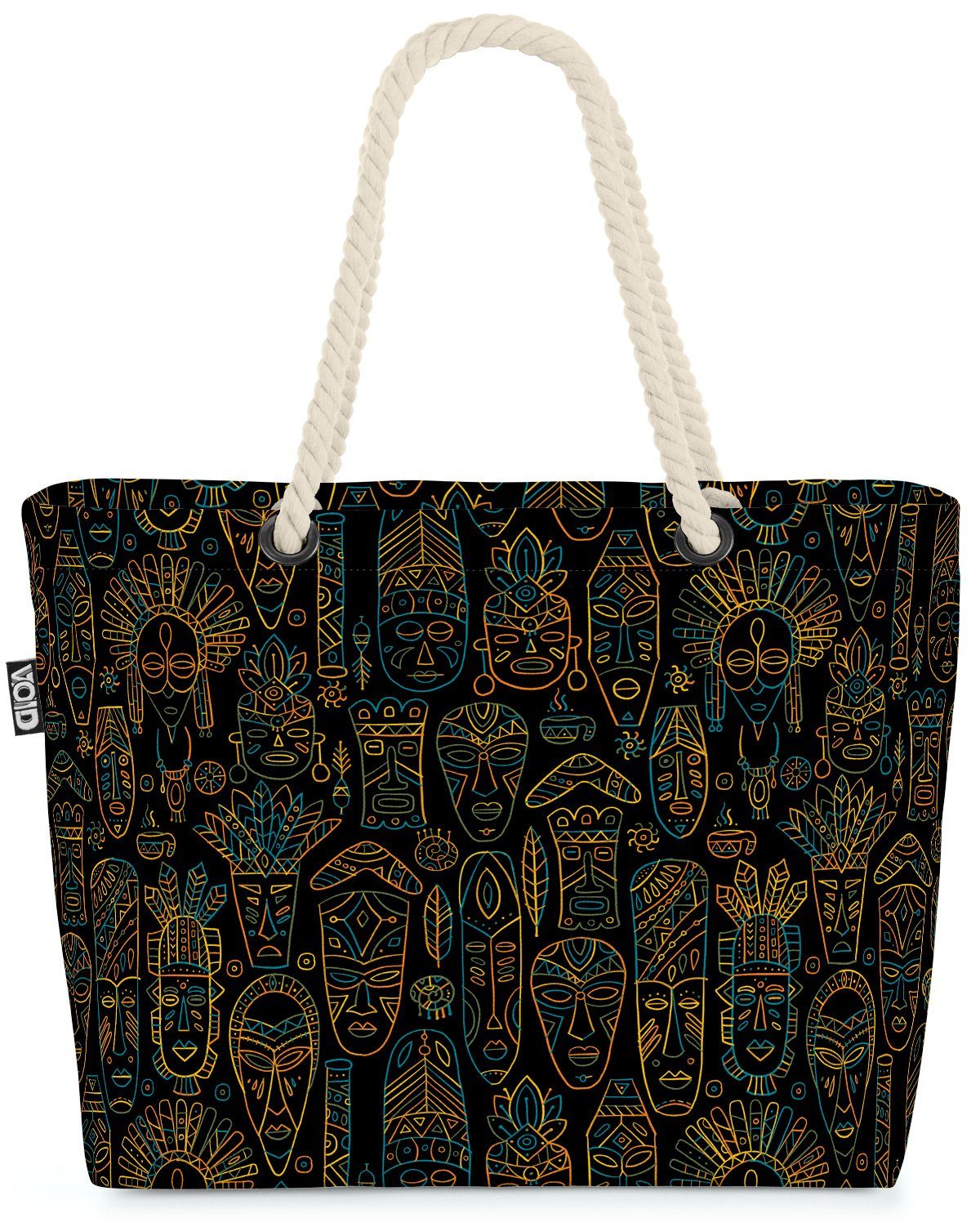 VOID Strandtasche (1-tlg), Masken Saf Afrika Krieger Blumen Afrika Ethno Ethno Indigen Ornamente