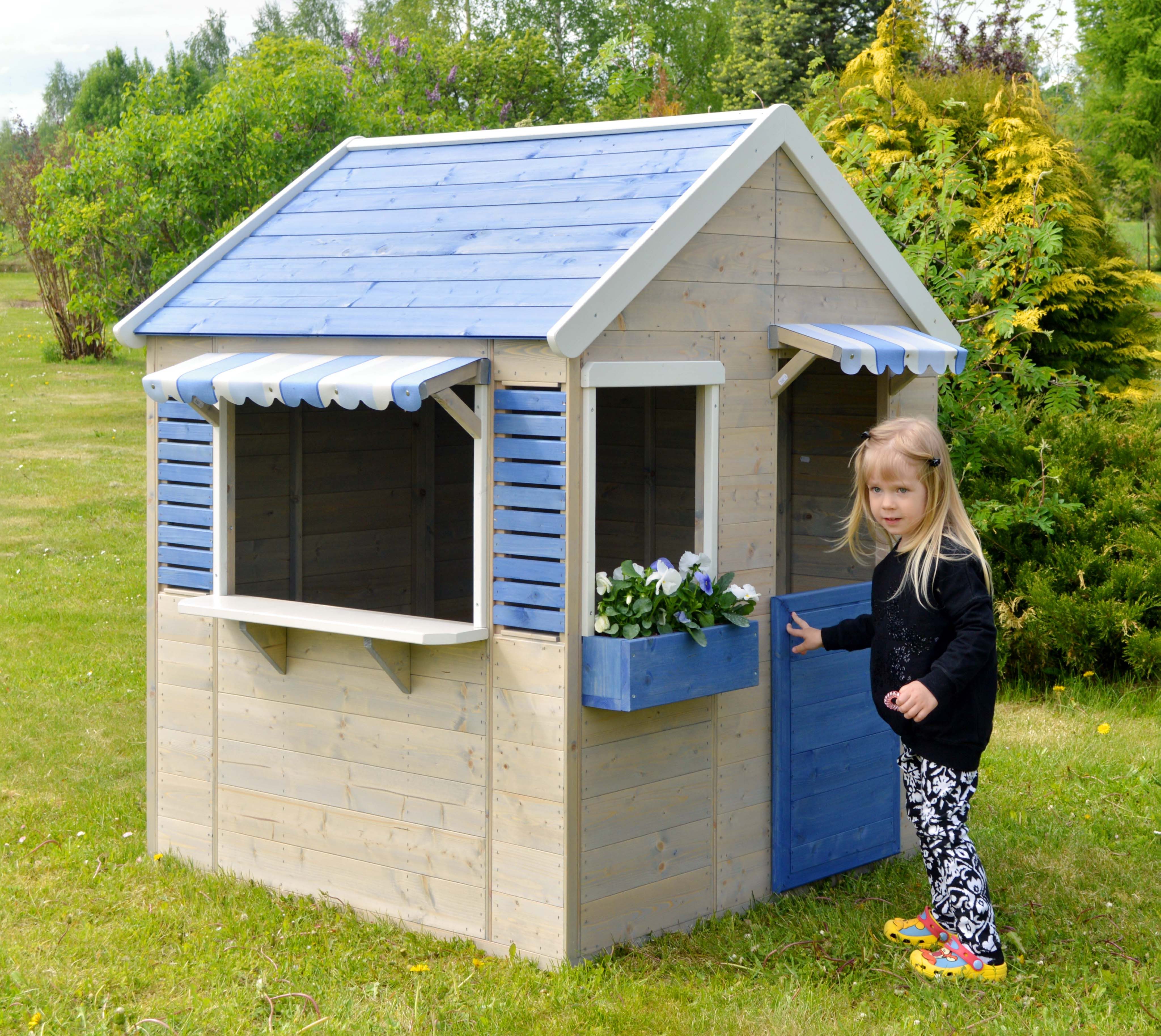 Wendi Toys Spielhaus Delfin, Geeignet für Kinder ab 3 J., Kiefernholz, LxBxH 120x120x155cm