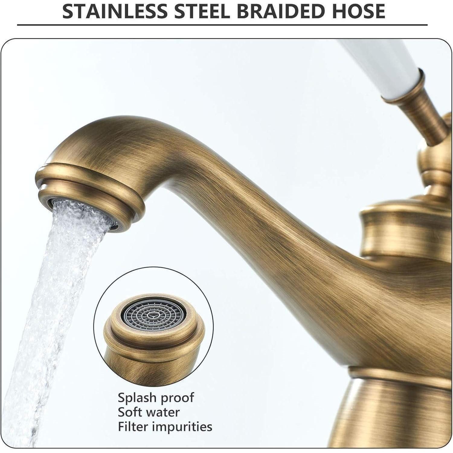 LuxusKollektion Waschtischarmatur Wasserhahn Retro Bronze Waschtischarmatur Bad Armatur Einhebelmischer – Bild 4 von 5
