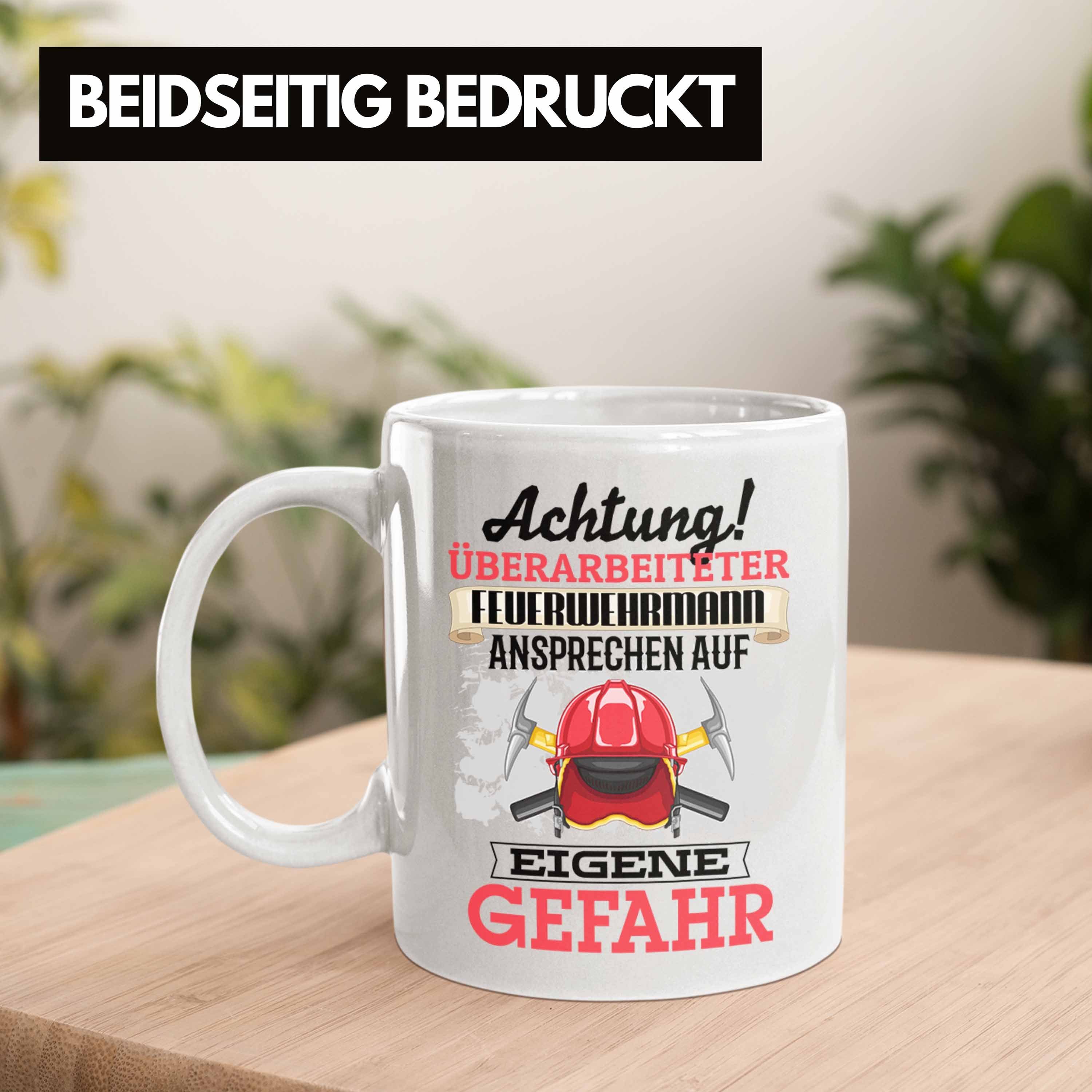 Trendation Tasse Feuerwehrmann Tasse Geschenk Geschenkidee Weiss Lustiger Kaffeebecher Spruch