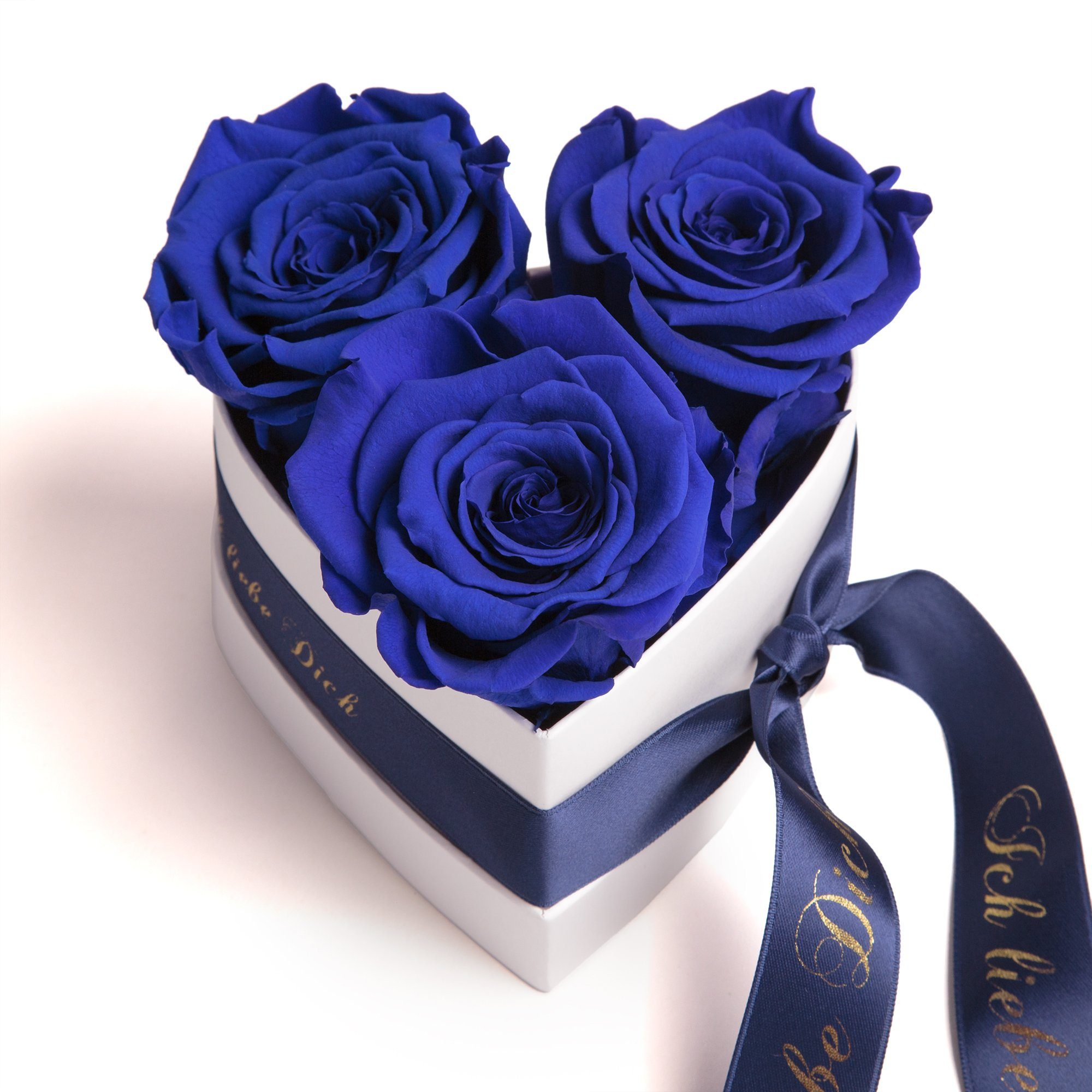 für blau Höhe Heidelberg, 10 cm, Rosenbox Liebesbeweis Valentinstag liebe Kunstblume 3 Rose, ROSEMARIE Dich Rosen Ich infinity SCHULZ Herz Geschenk Sie