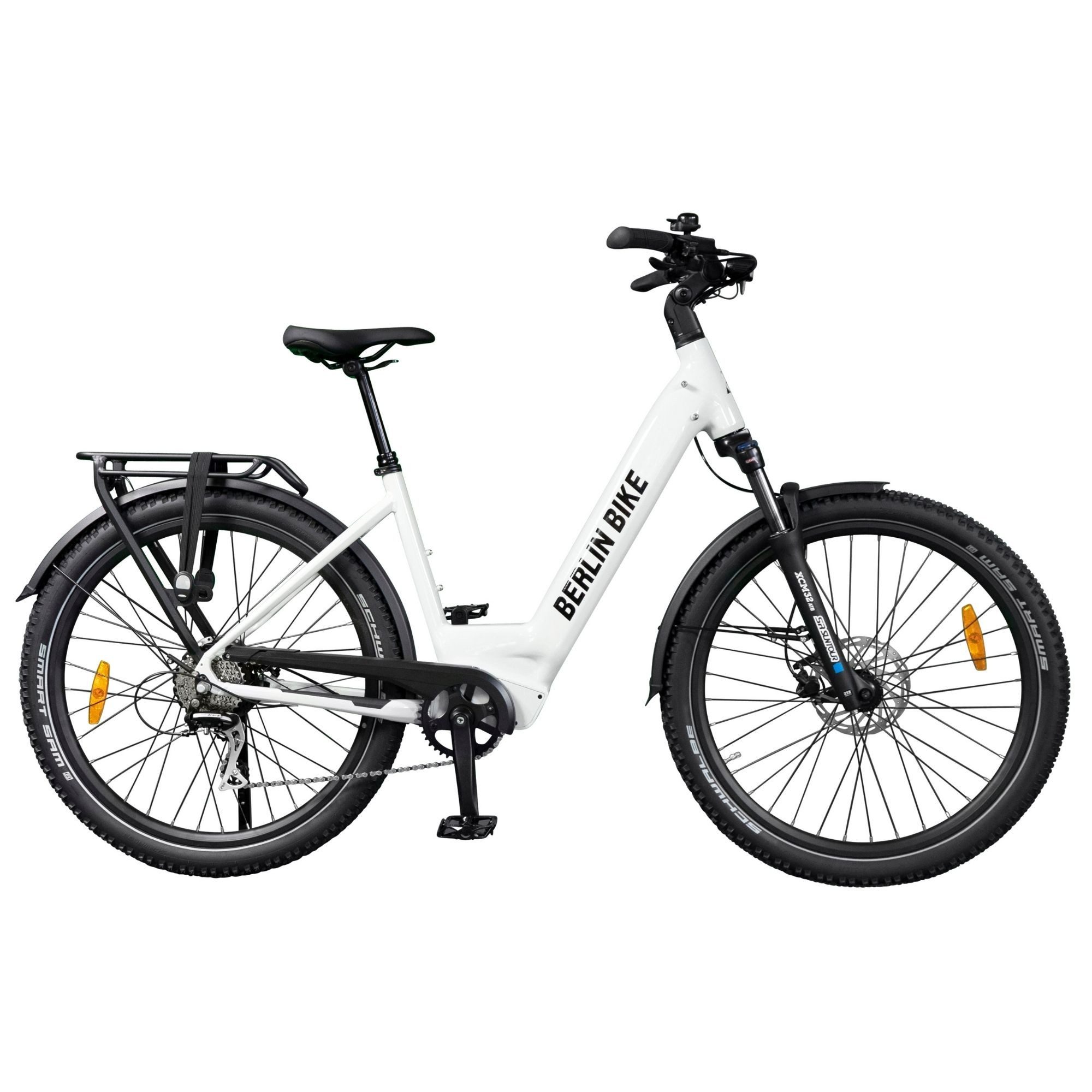 BERLIN BIKE E-Bike Trekkingrad SUV - Gelände, 27.5"x2.35" Reifen, Vollfederung, Reichweite ca.100 km, 8 Gang Shimano, Hinterradmotor, 720 Wh, (Hydraulische Scheibenbremsen, Ideal für Fahrer von 155 cm bis 195 cm Körpergröße), Aluminiumrahmen, Drehmomentsensor, Komfort E-Bike für Damen & Herren
