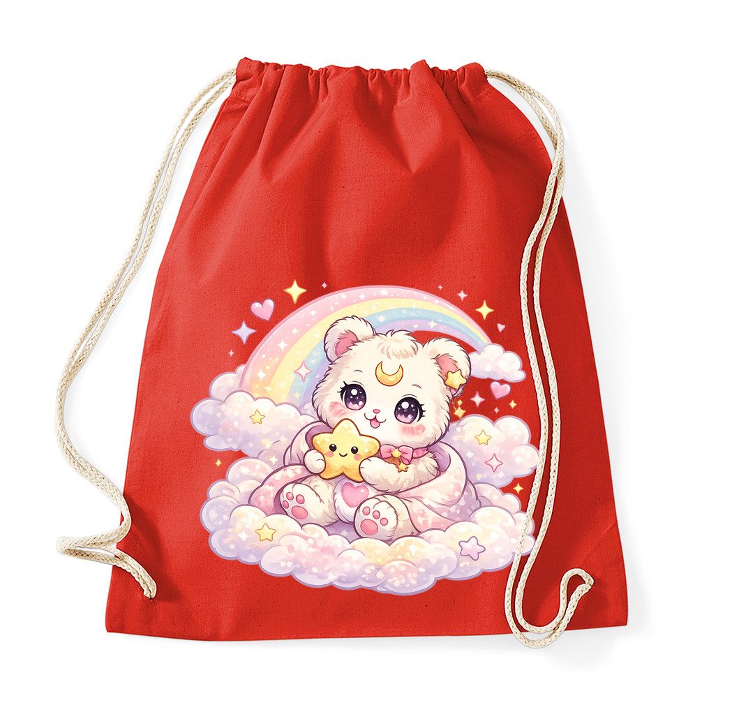 Blondie & Brownie Turnbeutel Kuschel Bär Moon Regenbogen Anime Cozy Lesen Beutel süß Design (Single, Einzelartikel), BearMoonDream Cozy Anime Beutel