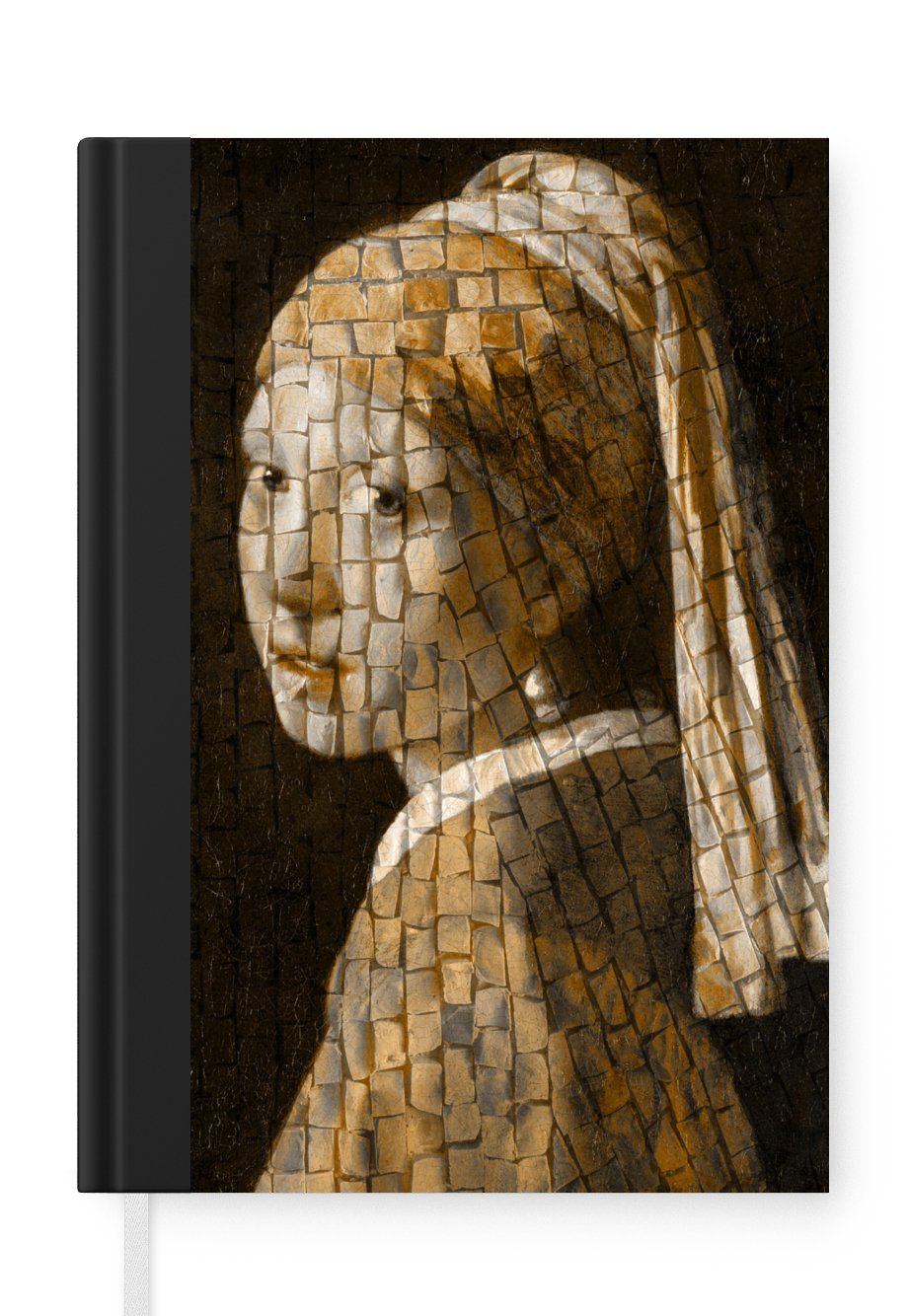 MuchoWow Notizbuch Das Mädchen mit dem Perlenohrring - Johannes Vermeer - Collage, Journal, Merkzettel, Tagebuch, Notizheft, A5, 98 Seiten, Haushaltsbuch