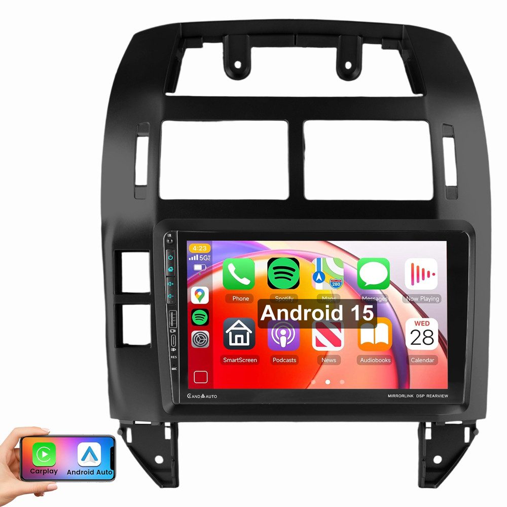 ESSGOO 9" VW Polo Mk4 IV 2001–2009 Android 15 USB Autoradio (Digitalradio (DAB), RDS, FM, AM, Carplay Android Auto Bluetooth EQ USB Navi WIFI)