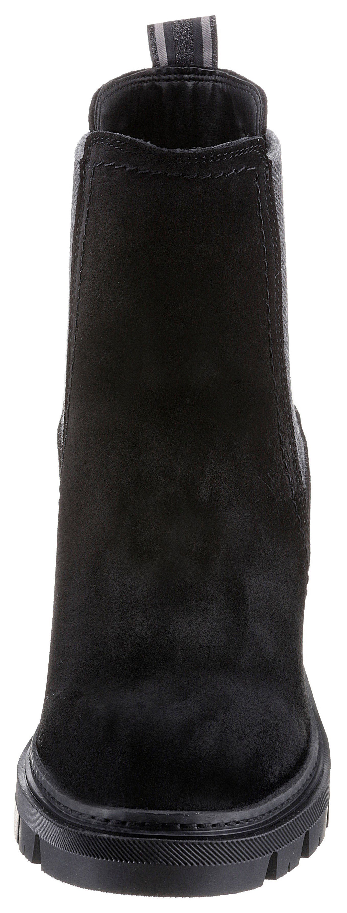 Streifenbesatz trendigen Stiefelette schwarz Tamaris mit Panna