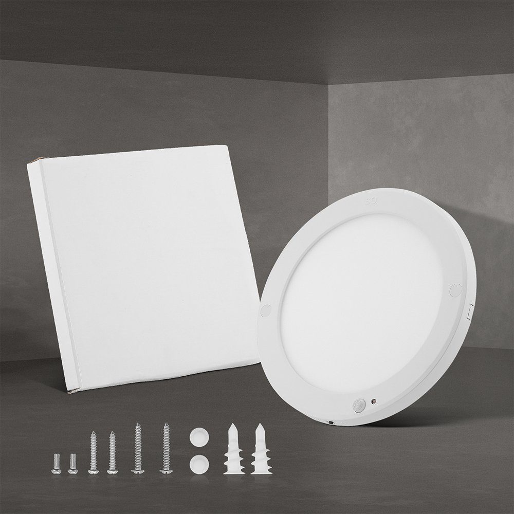 LETGOSPT Deckenleuchte 18W Ultraslim LED Lampe Panel Modern Ultraslim sensor, 1,8cm mit Bewegungsmelder Licht Rund Sensor Deckenlampe Warmweiß, Deckenlampe