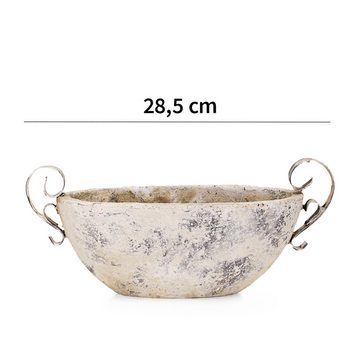 matches21 HOME & HOBBY Blumentopf Antik Keramik Pflanzschale Jardiniere 28,5 cm in Vintage beige (1 St), Ovale Outdoor Deko-Schale als Blumen-Schale Pflanz-Topf Garten-Deko