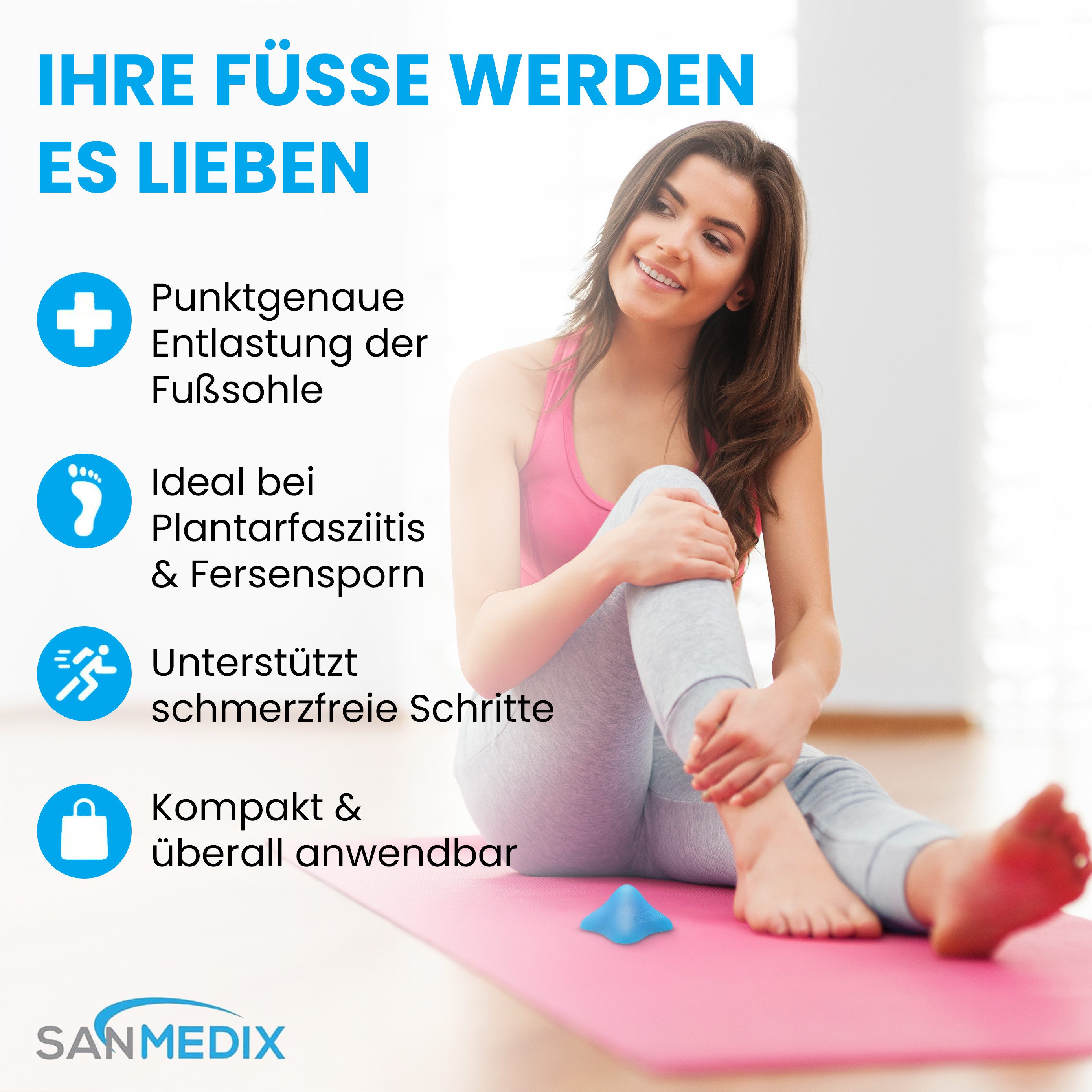 Sanmedix Fußmassagegerät Mini Fußtrigger – Triggerpunkt-Massage für Füße, Fußreflexzonen Massage bei Plantarfasziitis, Fersensporn