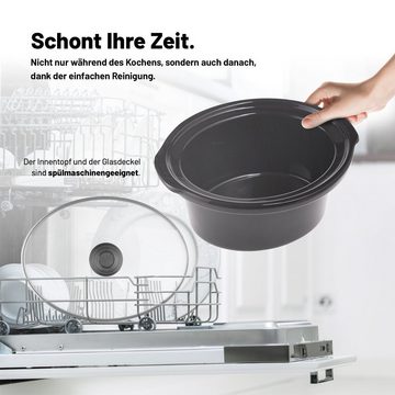 Lauben Schongarer Slow Cooker 3500SB, Premium-Keramiktopf, geringer Verbrauch, 200,00 W, 2 automatische Temperaturstufen, Startverzögerung, Temperaturhaltung