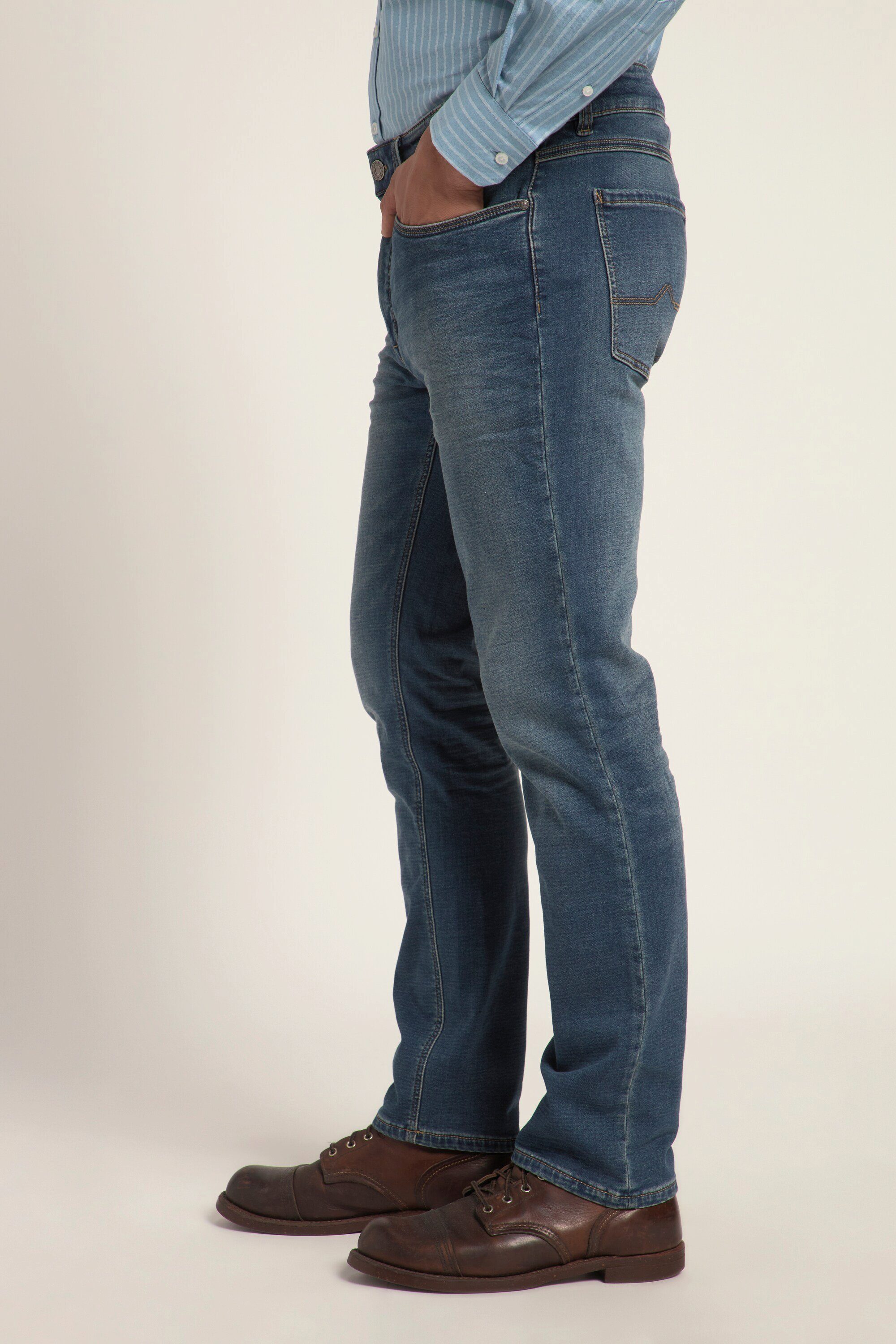 blue Cargohose Jeans Denim Straight JP1880 denim FLEXNAMIC® Fit 5-Pocket