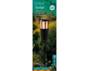 Lumineo LED Solarleuchte, Solar Fackel LED Flamme XXL Outdoor Plastik 130cm 6h Betrieb Schwarz