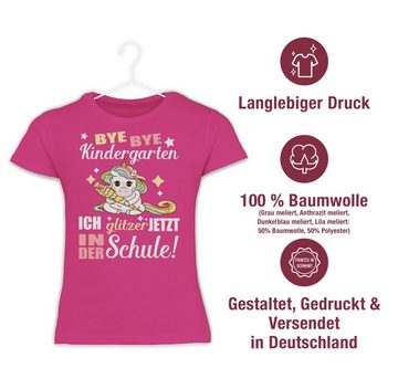Shirtracer T-Shirt Bye Bye Kindergarten - Einhorn Einschulung Mädchen