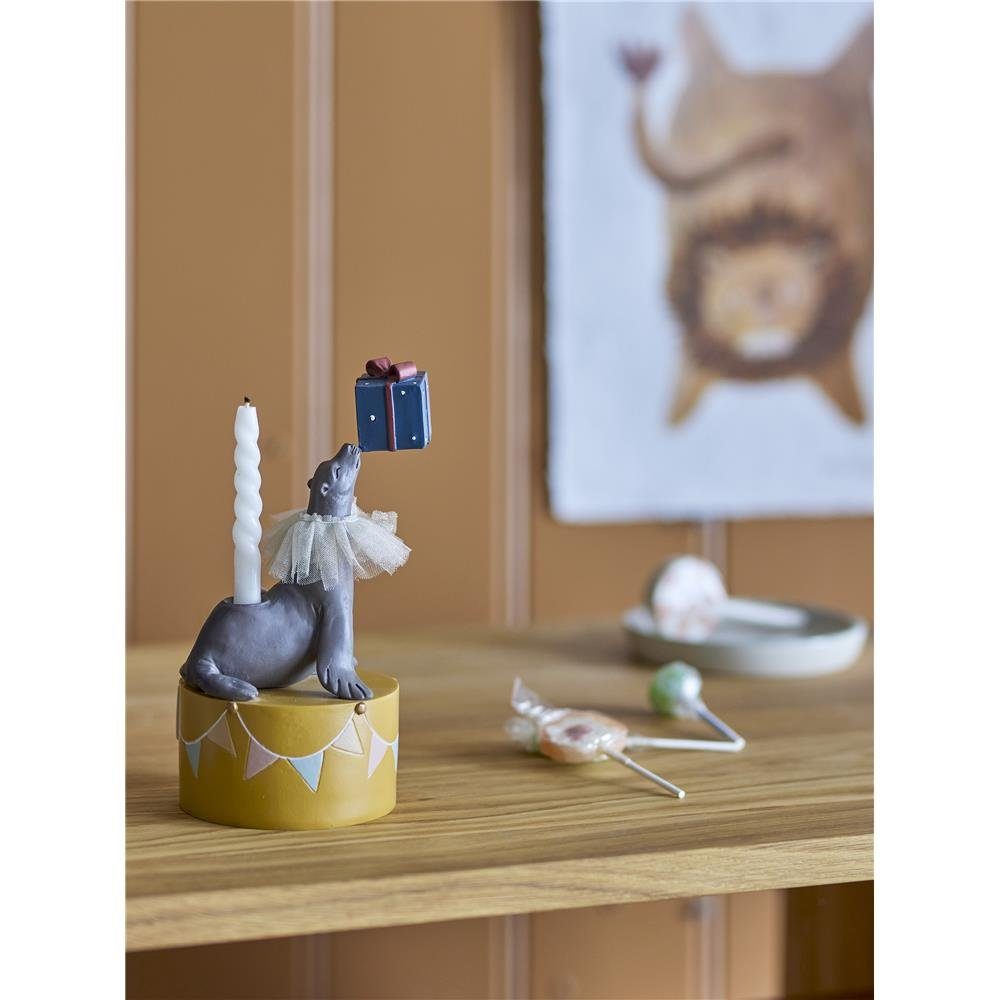 Bloomingville Kerzenständer Flor Robbe mit Geschenk, Gelb 10x19cm Polyresin Kerzenhalter