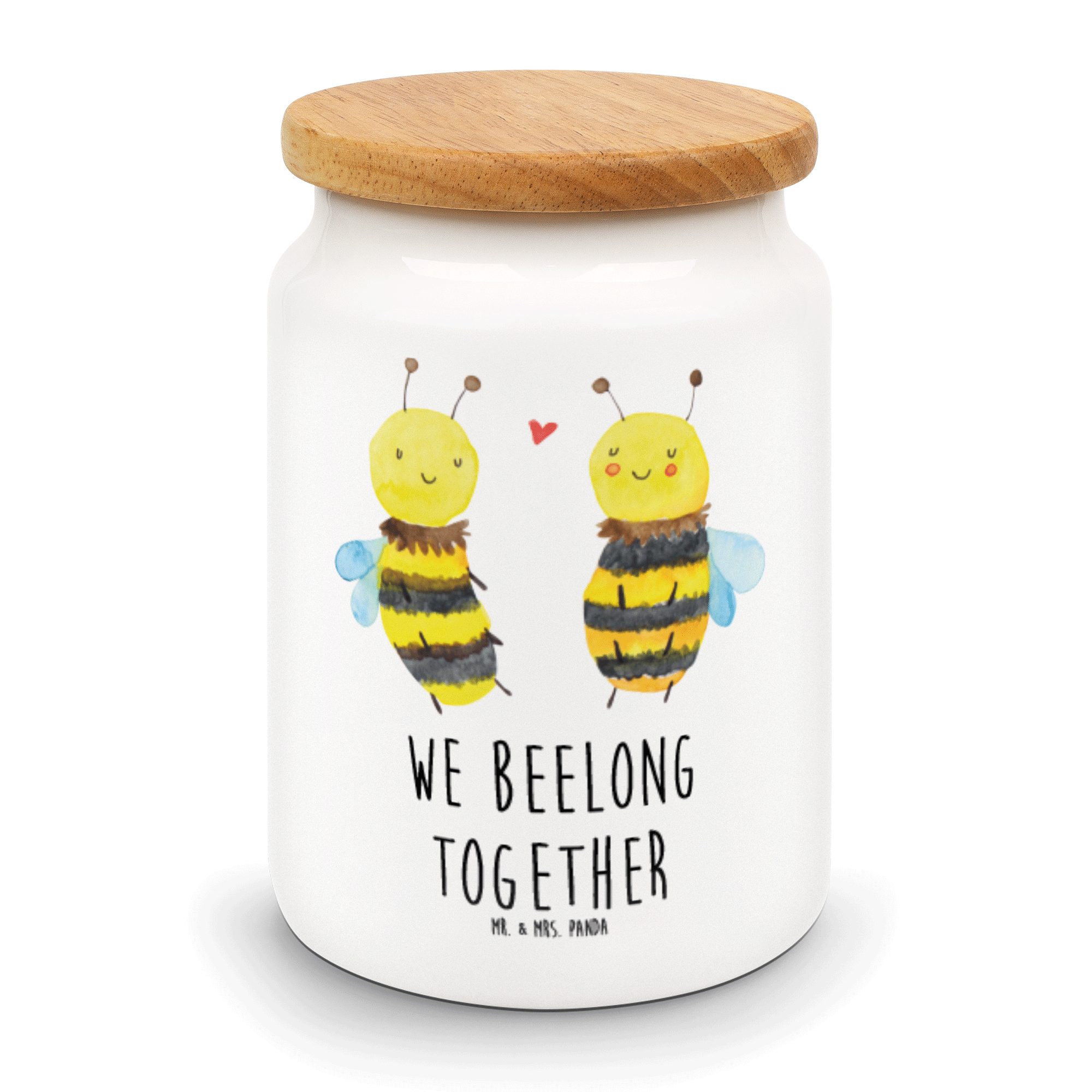 Mr. & Mrs. Panda Vorratsdose Biene Verliebt - Weiß - Geschenk, Wespe, Leckerlidose, Vorratsbehälte, Keramik, (1-tlg)