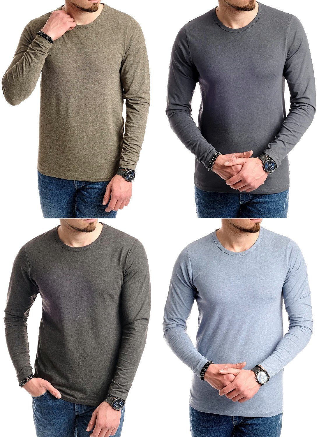Jack & Jones Langarmshirt (4er-Pack) Basic günstig online kaufen