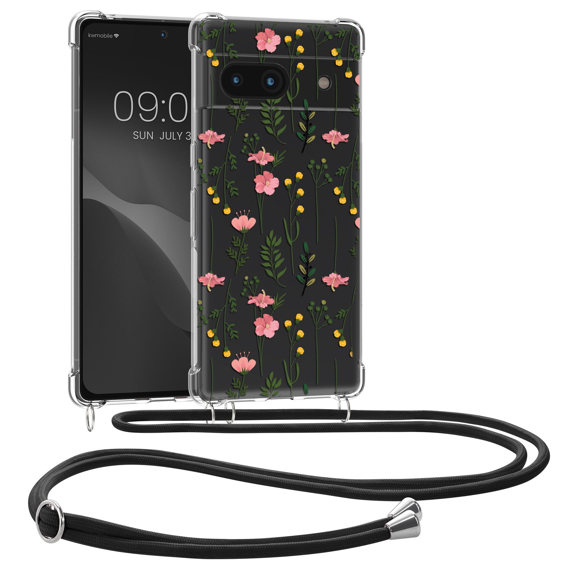 kwmobile Smartphone-Hülle Hülle für Google Pixel 6a, Silikon Handyhülle mit Kette - Handykette Handyband