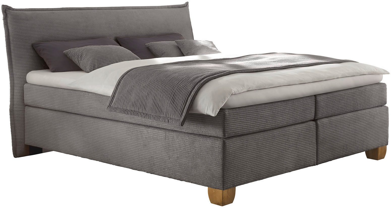 hapo Boxspringbett Hana, in verschiedenen Breiten und Härtegraden erhältlich, Bett mit samtartigem Stoff bezogen, inkl. Topper