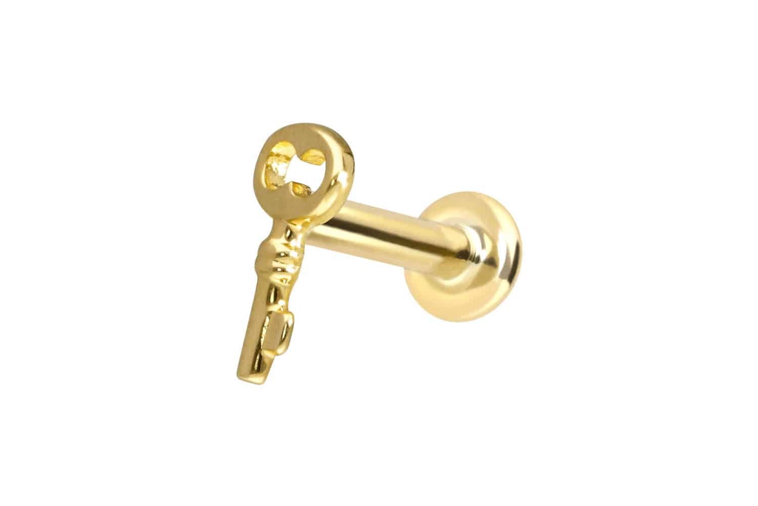 Piercing-Set 14 Karat Gold Labret mit Innengewinde SCHLÜSSEL