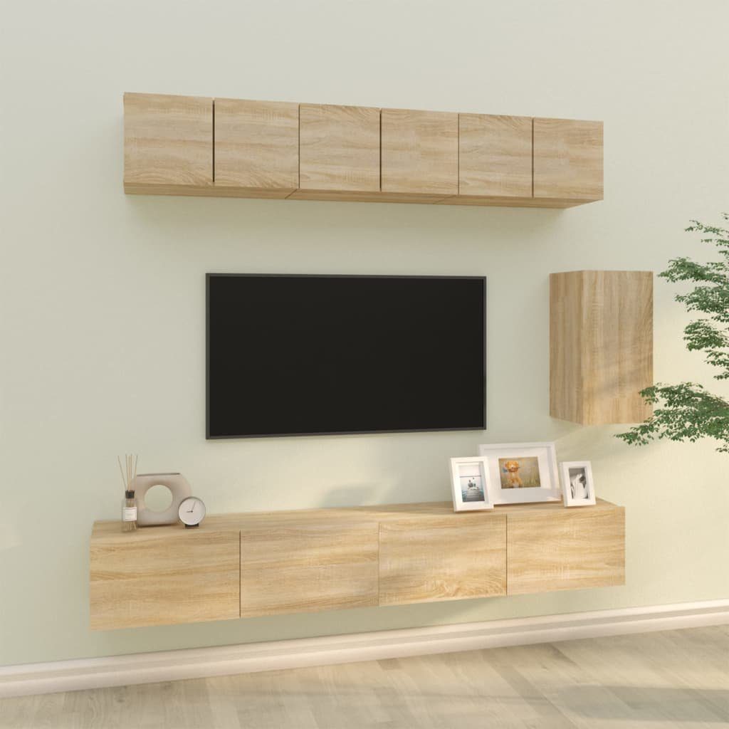 Holzwerkstoff TV-Schrank TV-Schrank-Set furnicato Sonoma-Eiche 6-tlg.