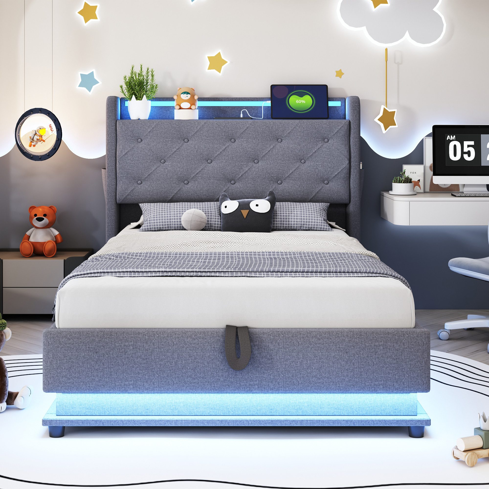 Merax Polsterbett mit LED-Beleuchtung, USB & günstig online kaufen