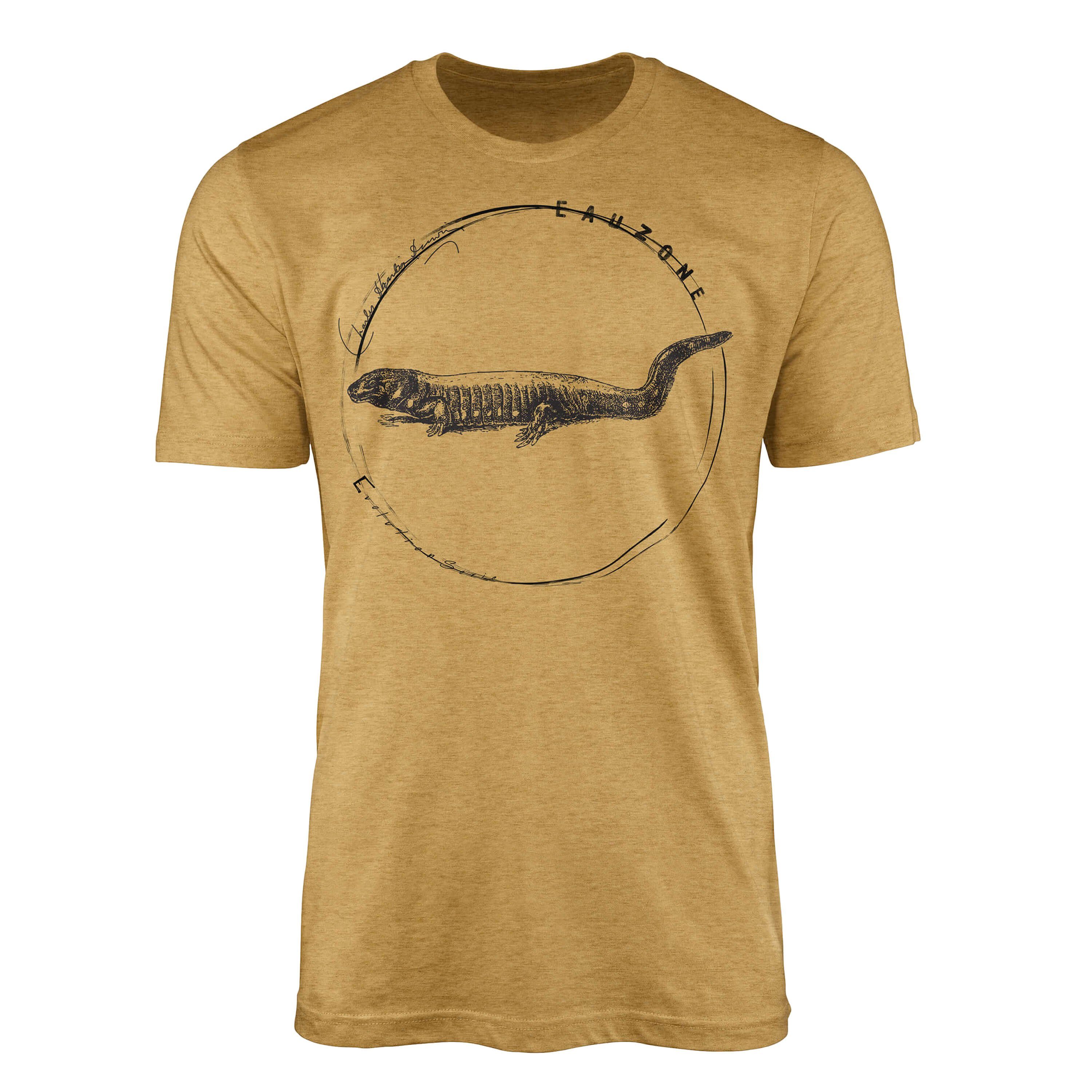 Sinus Art T-Shirt Evolution Herren T-Shirt Amblystoma Antique Gold