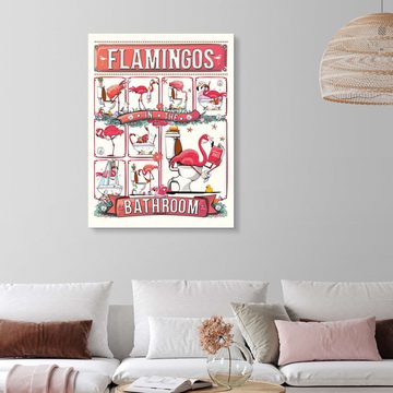 Posterlounge Alu-Dibond-Druck Wyatt9, Flamingos im Badezimmer, Mädchenzimmer Illustration